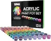 Vista 1 de U.S. Art Supply Acrylic Paint Set - 80 Colors Paint Kit for Canvas, Wood, Rock & Crafts - Non-Toxic Art Paints for Adults - Professional Acrylic