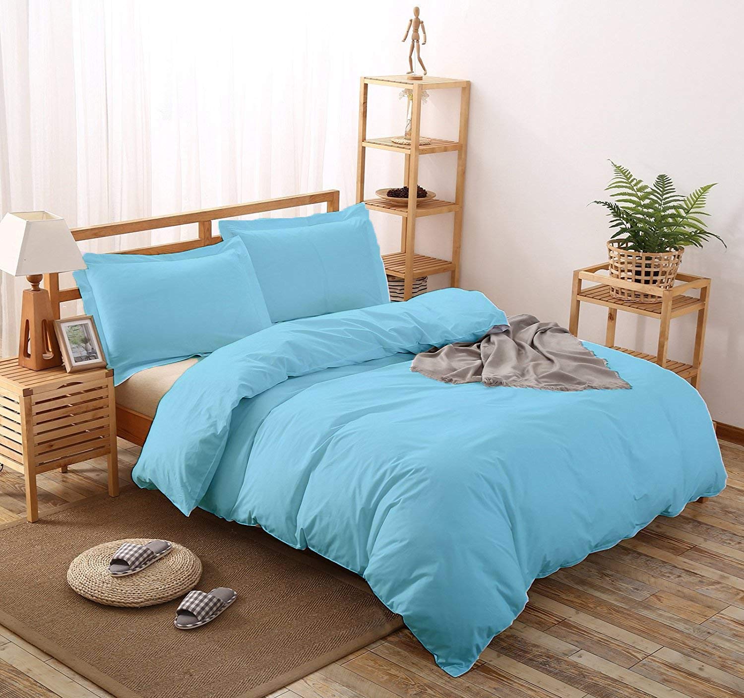 Premium Duvet Cover 100% Egyptian Cotton 1000-TC Zipper & Corner Ties Luxurious Hotel Collection Hypoallergenic Wrinkle & Fade Resistant 90