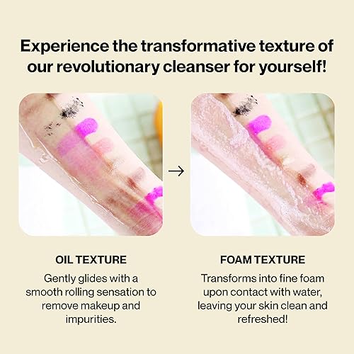 Miniatura 3 de Removedor de maquillaje coreano 2 en 1 | Limpiador sin pelar de aceite a espuma | Jojoba + miel | No se seca | 4.9 fl oz/4.97 oz