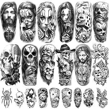 Amazon.com : 77 Sheets Chicano Temporary Tattoos Adult Large