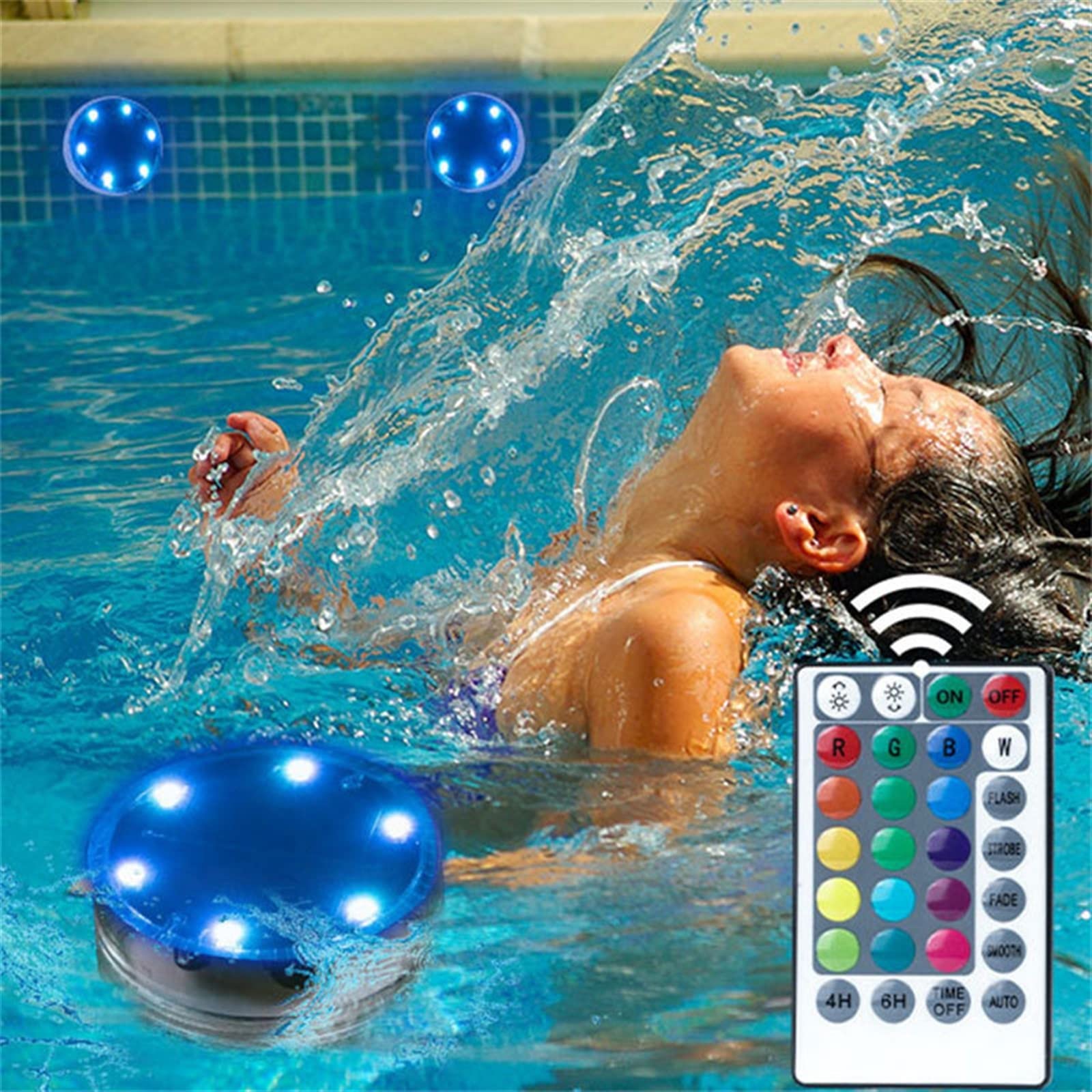 Lampe de plongée LED Lampe solaire de piscine à 10 lampes 6 LED Lampe LED submersible magnétique Lampe murale solaire sous-marine Veilleuse de piscine Ventouses Aquarium
