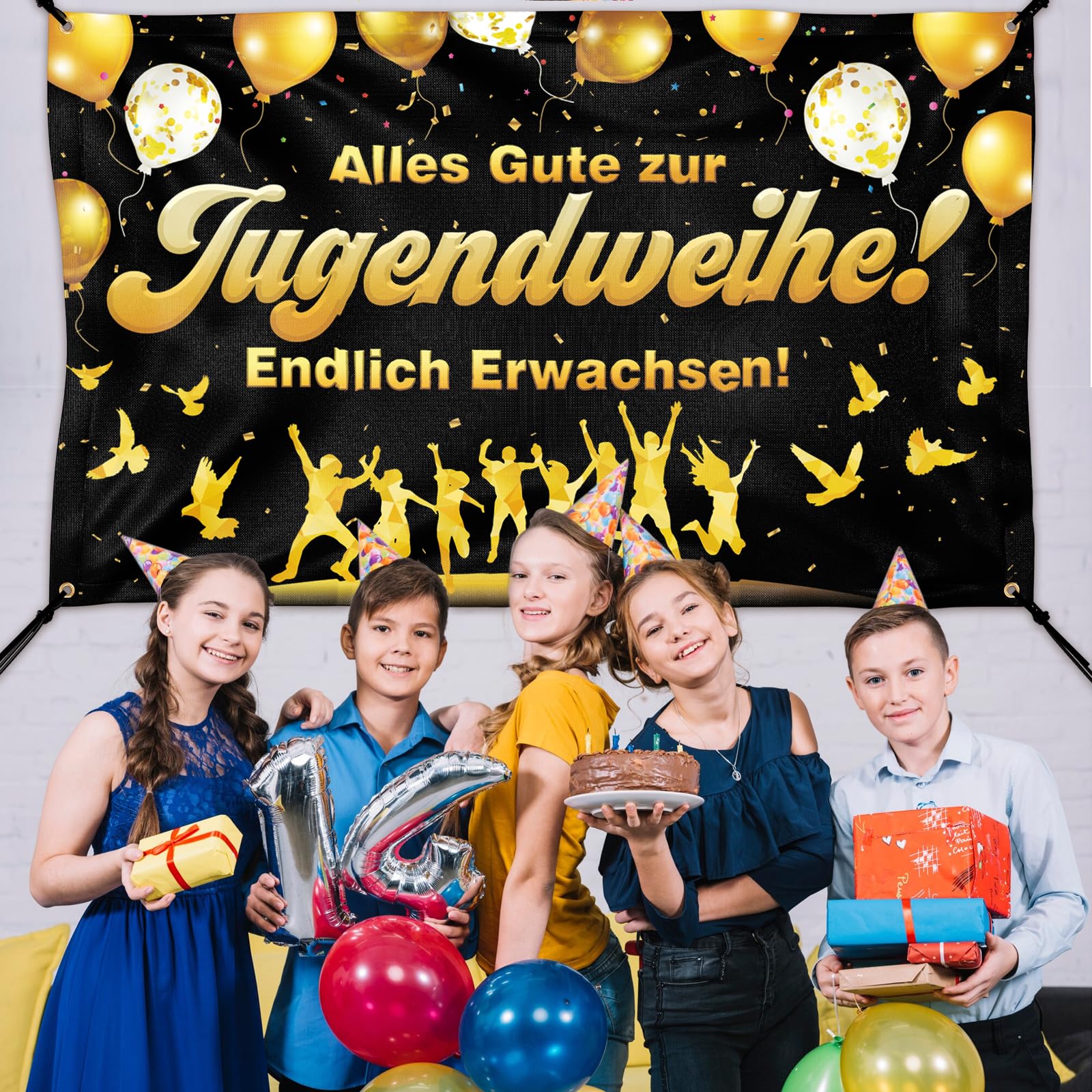 Jugendweihe Banner 'Meine Jugendweihe' – 180x110 Cm, Polyester, Mit Schnur, Für Party-Deko & Fotos