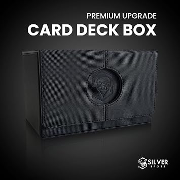 Premium Yükseltme Kartı Güverte Kutusu - Zar Tepsisi ve 50 Toploader 35pt ile Ticaret Kartı Saklama Kutusu, MTG/TCG/YugiOh/Pokemon/Beyzbol Kartı Saklama Düzenleyicisi ile uyumlu, PU Deri (Siyah)