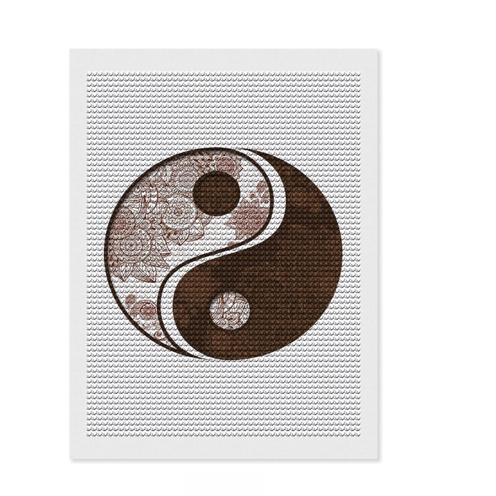Junmoney Mandala IV - Yang Yin Diamond Painting Kit 12"x16", Gift Idea, Stress Relief Craft, DIY Craft, Farmhouse Decor, Vintage Style Decor