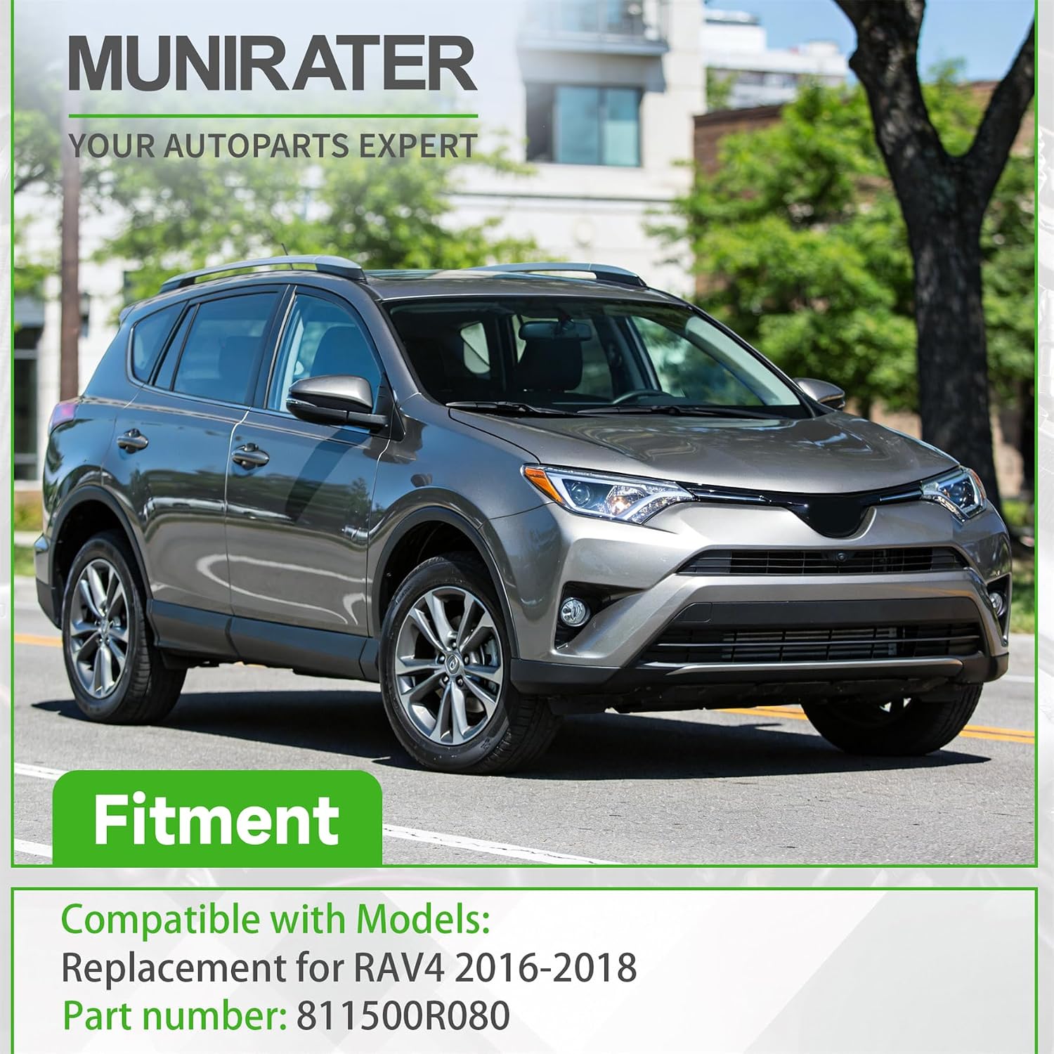 munirater 811500R080 811100R080 Left & Right Headlights Assembly Headlamps Replacement for Rav 4 2016 2017 2018 Driver & Passenger Side