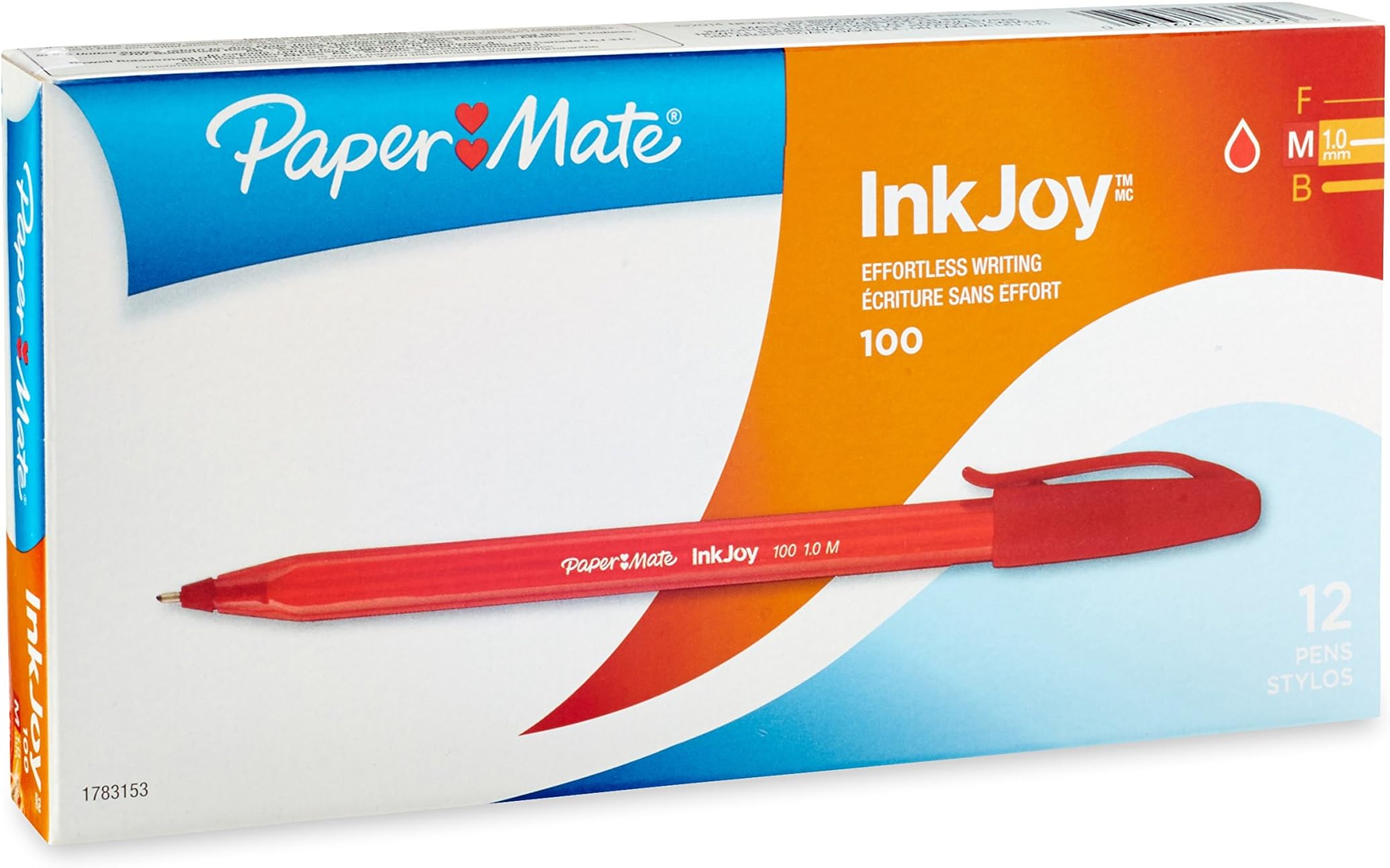 InkJoy 100 Stick Pen, 1.0 mm, Red Ink, Dozen