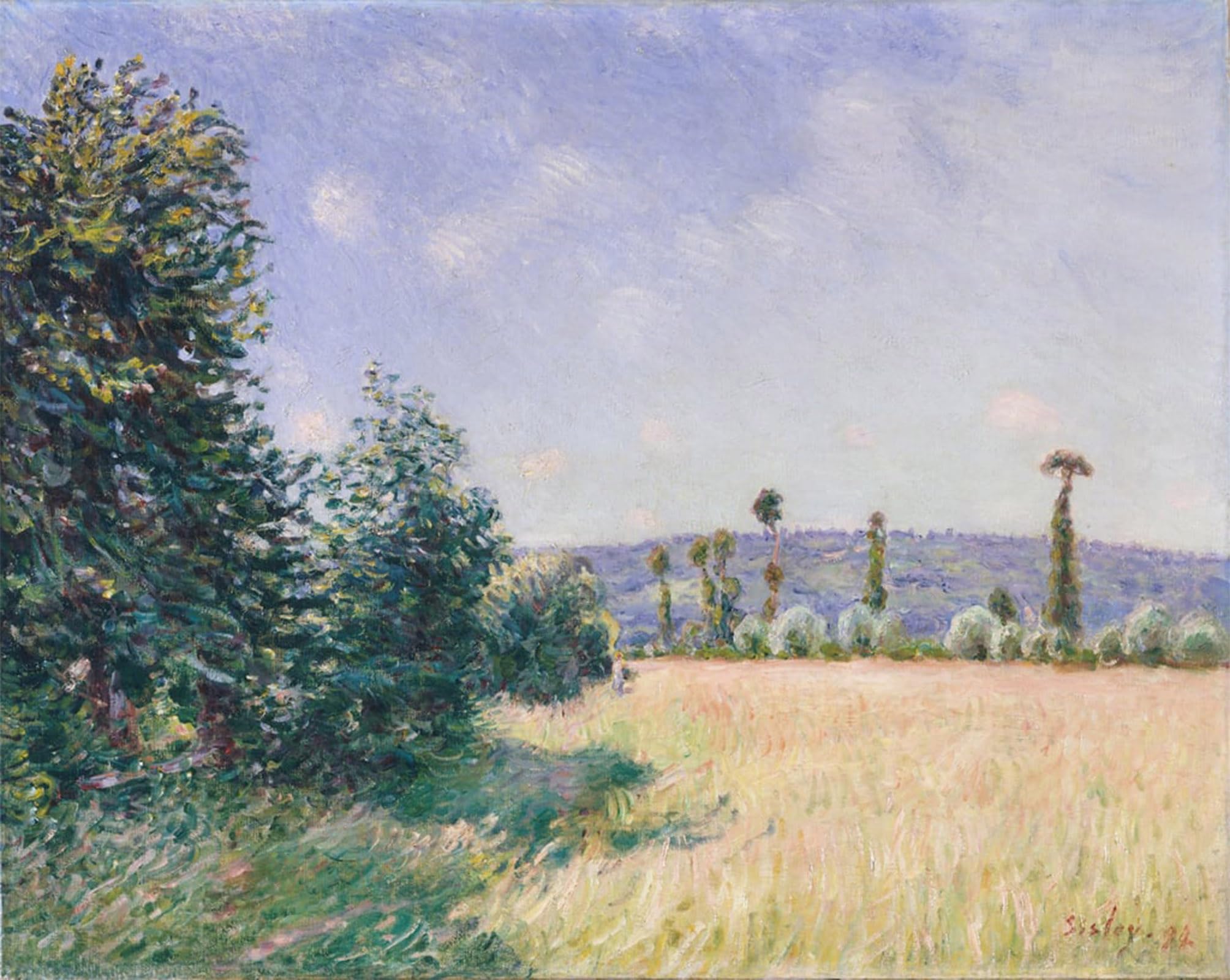 ARTXLXXBN Famous Painting Canvas Artwork Graffiti Print Sahurs Meadows in Morning Sun by Alfred Sisle Portrait Canvas Image for Home Decor 60x90cm
