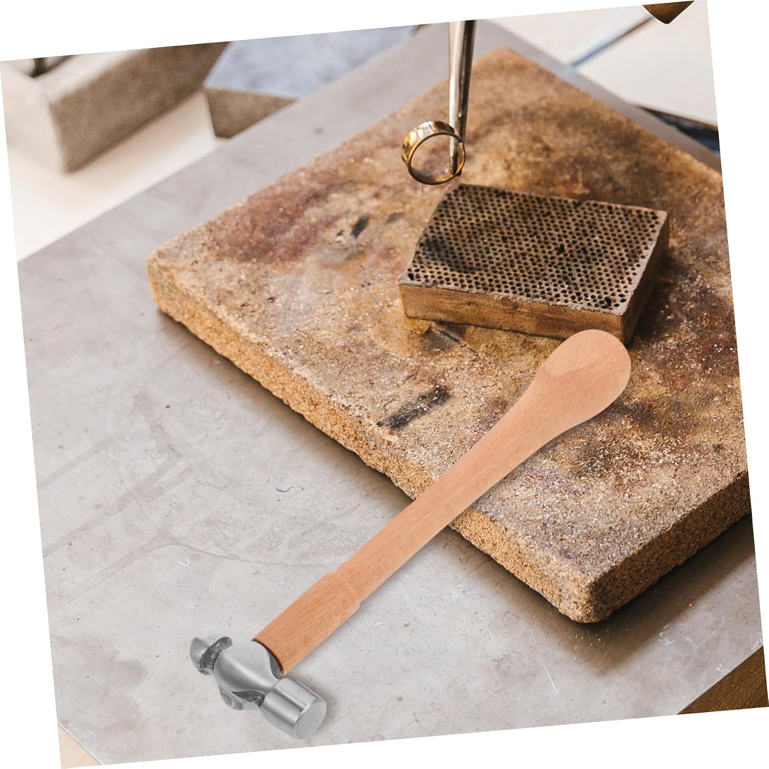 Metal Mini Hammer Jewelry Making Tool Craft Hammer for Jewelry Stamping Wood Handle