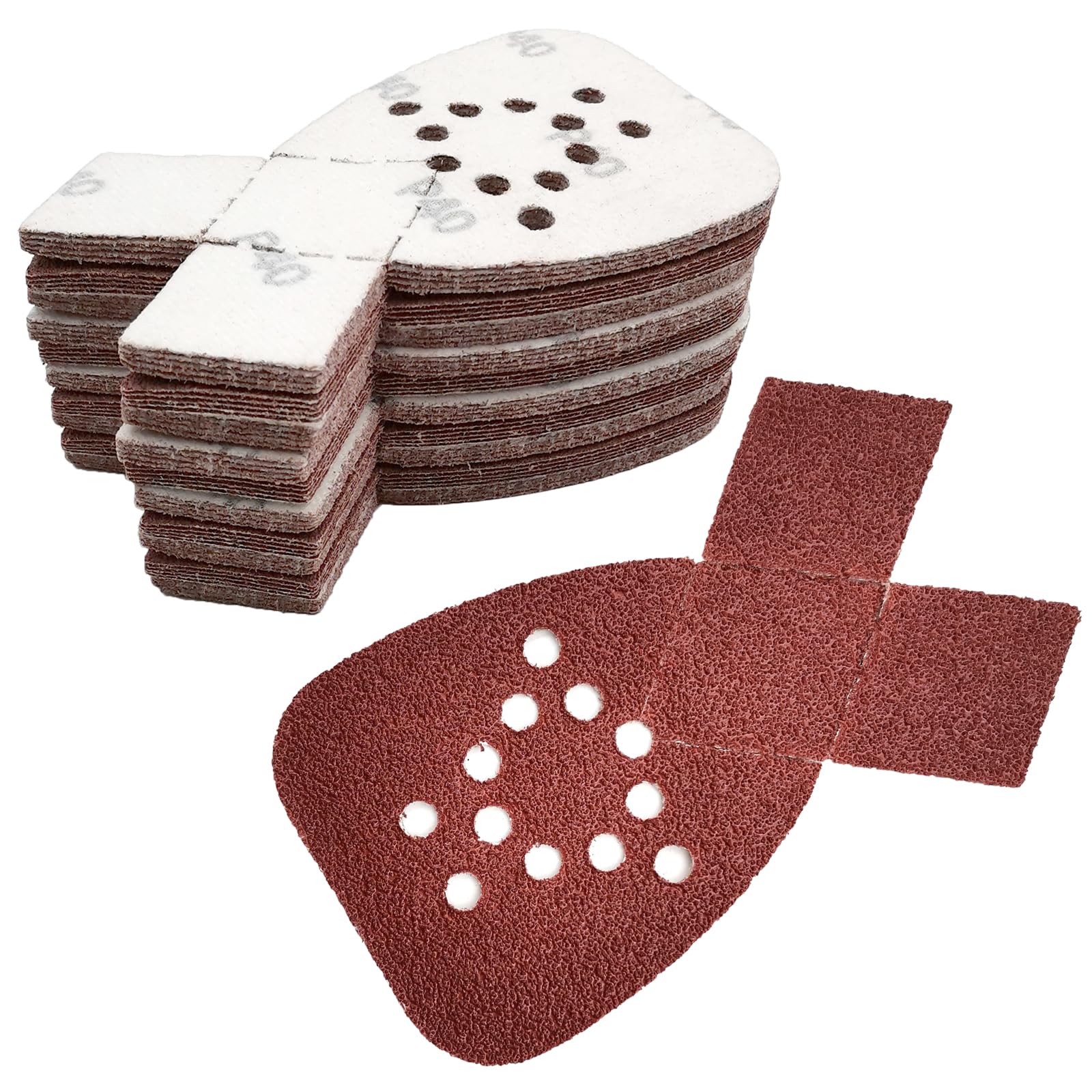 MFBJXC 50PCS Mouse Sander Sandpaper with Extra 2 Tips for Replacement Detail Sander Sanding Pads 12 Holes Hook and Loop Black and Decker Mouse Sander Pads