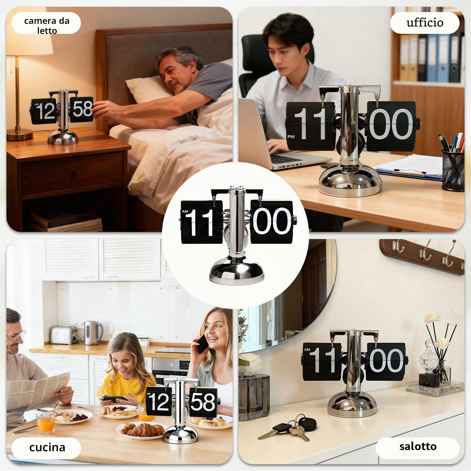 Orologio a libro retrò, con display digitale, meccanismo a ingranaggi e lati in PVC fatti a mano, design meccanico retrò, ideale per accessori per la casa e l'ufficio
