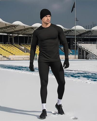 Miniatura 5 de DRSKIN Paquete de 3 o 2 pantalones térmicos de compresión para hombre, con forro polar, ropa interior, deportes, atletismo, entrenamiento, invierno