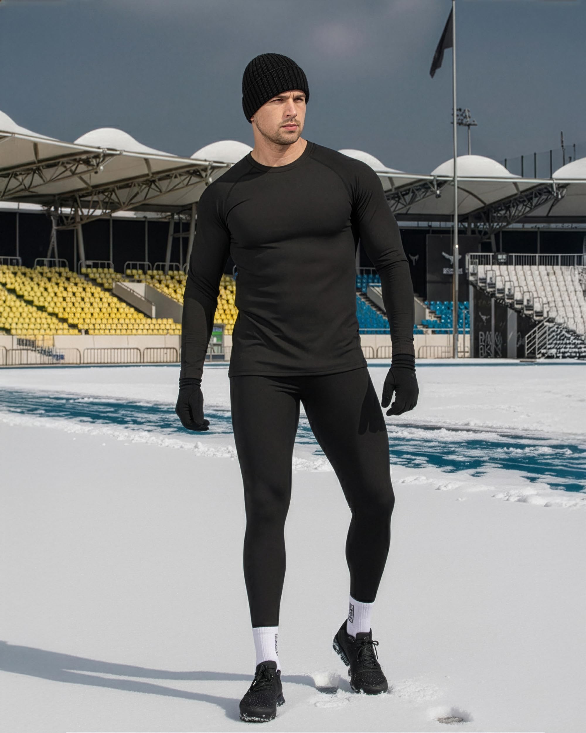 DRSKIN Thermo-Kompressionshose für Herren, mit Fleece gefüttert, Unterwäsche, Sport, Athletik, Workout, Winter, 3 oder 2 Stück