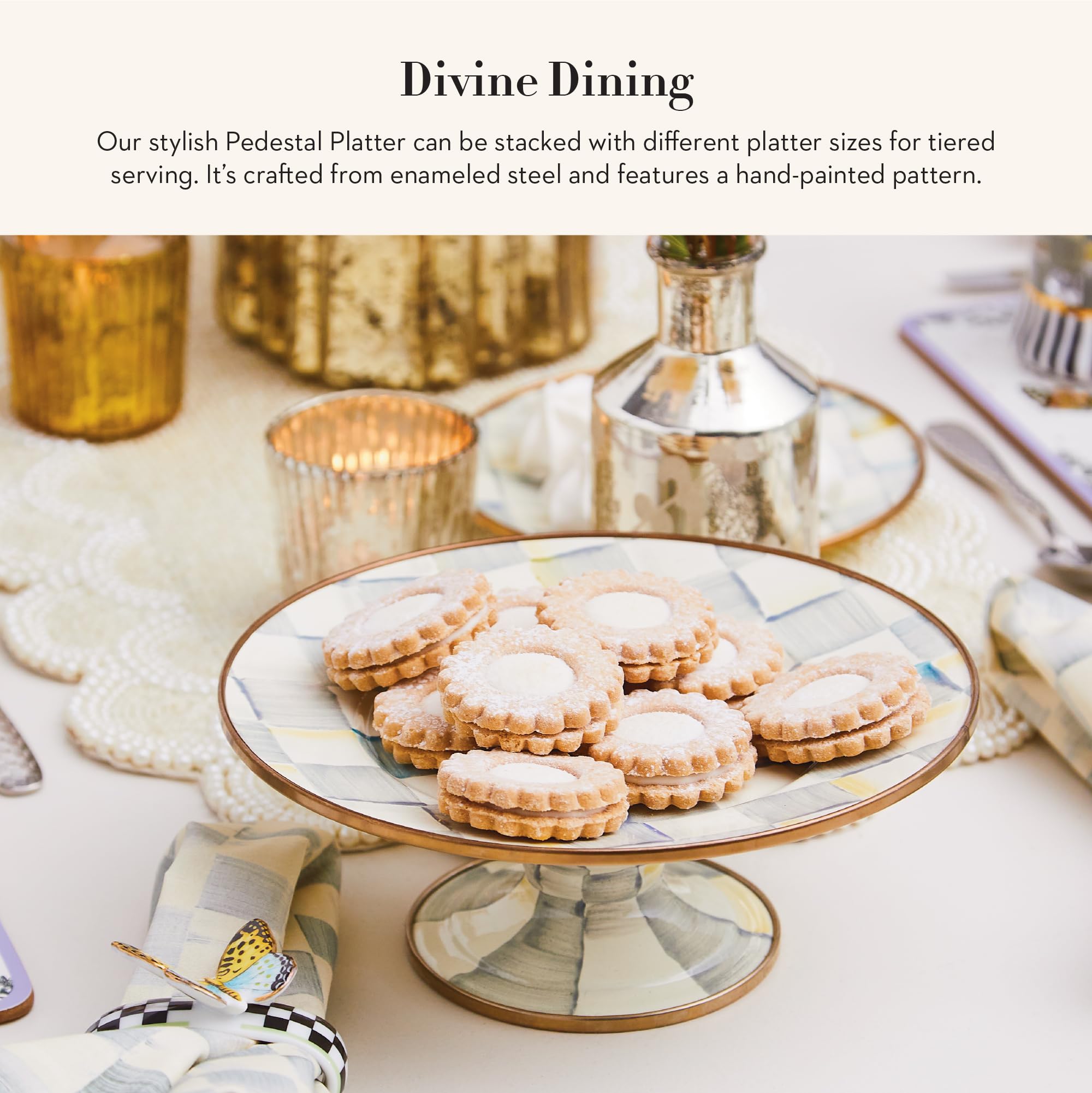 Amazon.com | MACKENZIE-CHILDS Enamel Pedestal Platter, Round