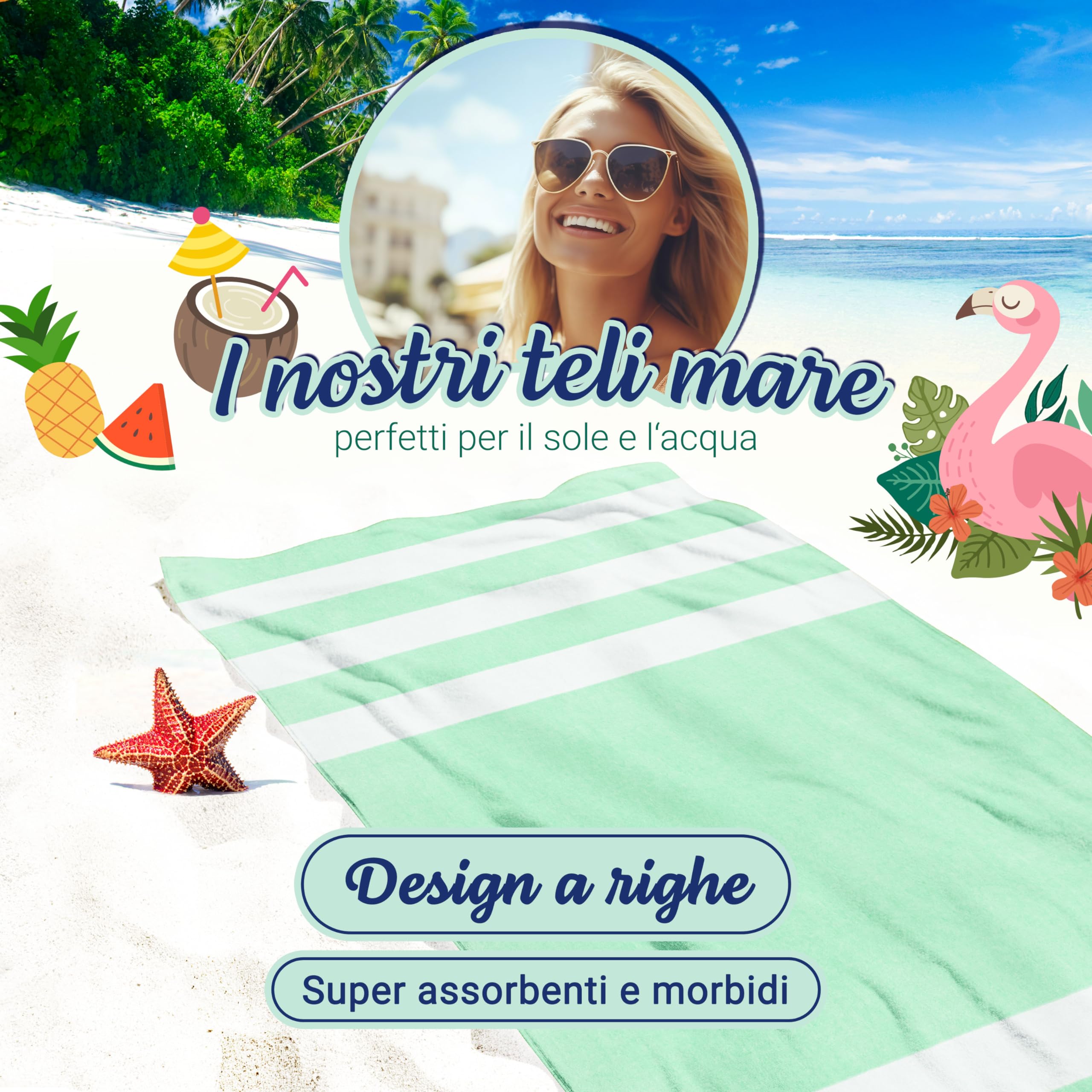 Telo Mare ZOLLNER 100x200 Cm – Super Morbido, Asciuga Subito E Si Lava A 60°