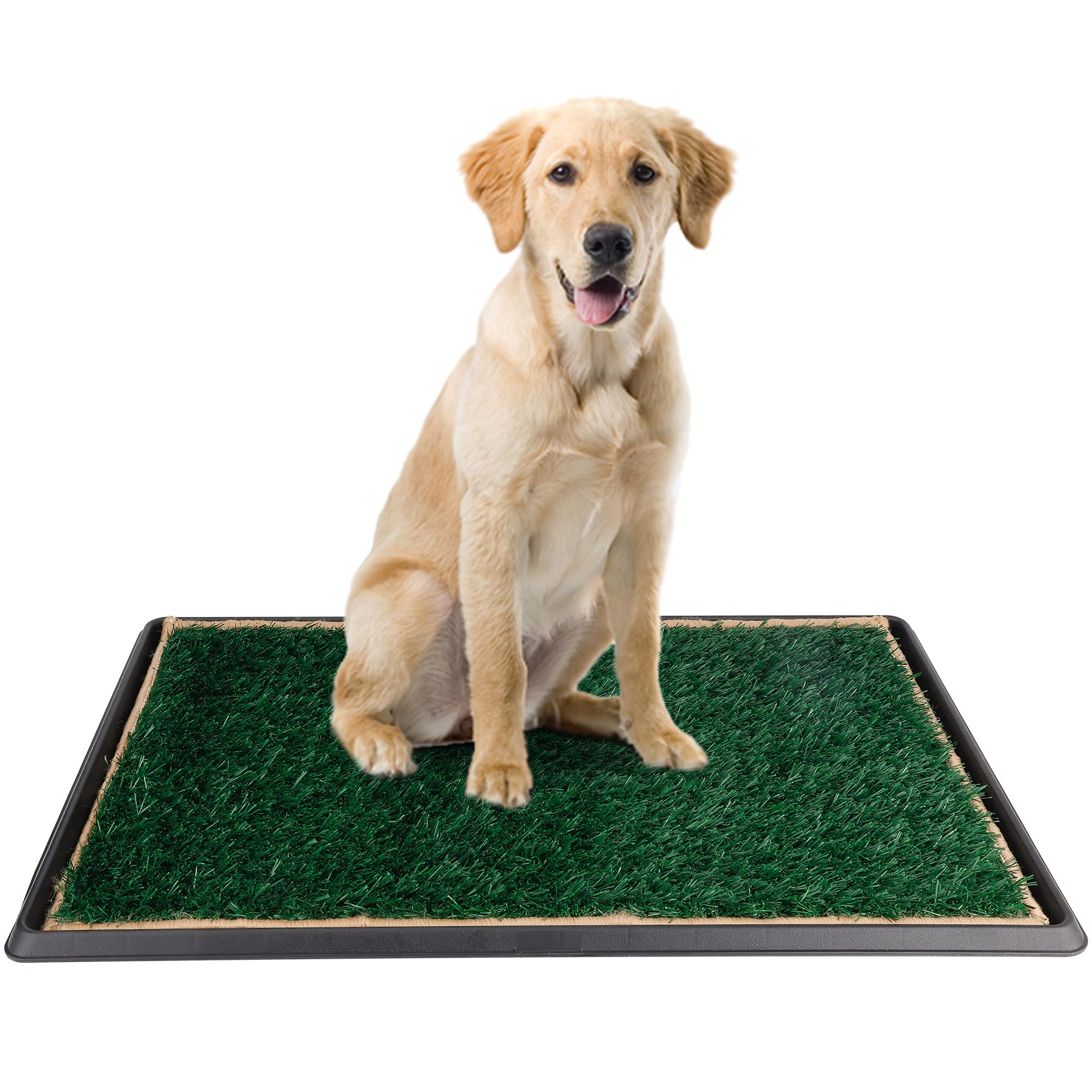 Dog Grass Pad with Tray, 20"×30" Fake Grass for Dogs, Artificial Dog Potty Grass Puppy Training Pad for Indoor and Outdoor Use (with Tray)