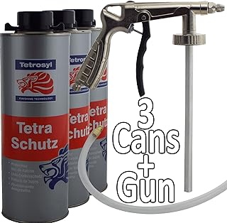 Tetrosyl Tetraschutz Schutz Paint 3 x 1 Litre Bottles + Air Application Gun Underseal/Underbody/Schutz Protection Can be applied Smooth or Textured Protect your chasis from Rust/Stone Chips