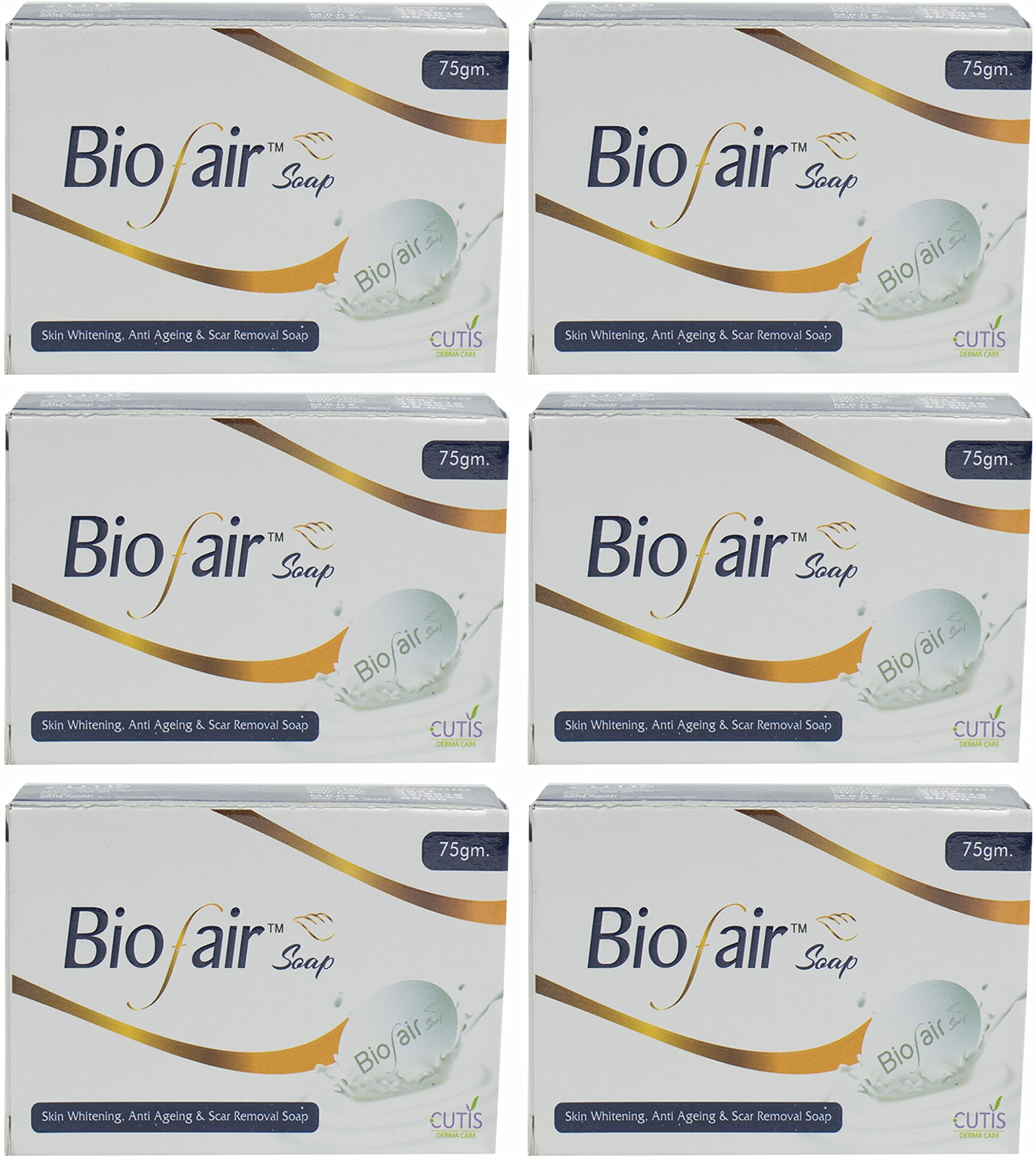 Biofair Glutathione Skin Whitening Soap For Brightening & Whitening For All Skin Types 75gm PAck of 6