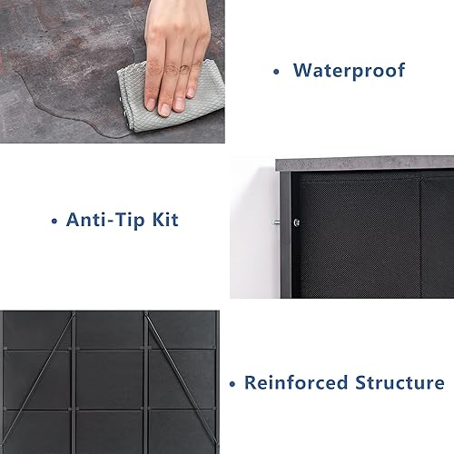 Miniatura 5 de DOVAMY Cómoda con cajones de tela, organizador de almacenamiento para dormitorio, armario, guardería, sala de estar, unidad de torre de