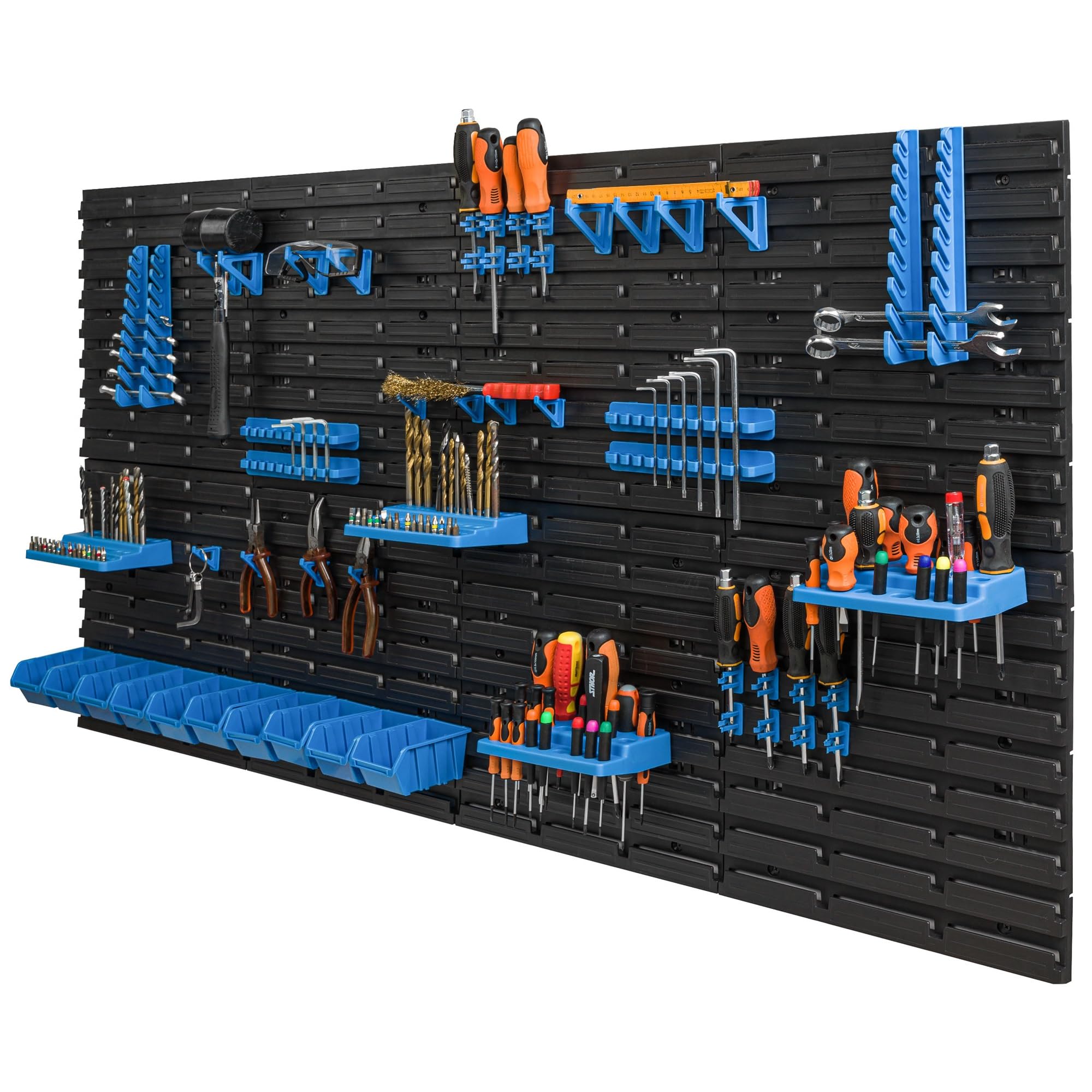 botle Stapelboxen Wandregal Kunststoff 154 x 78 cm – Werkzeughalter Blau