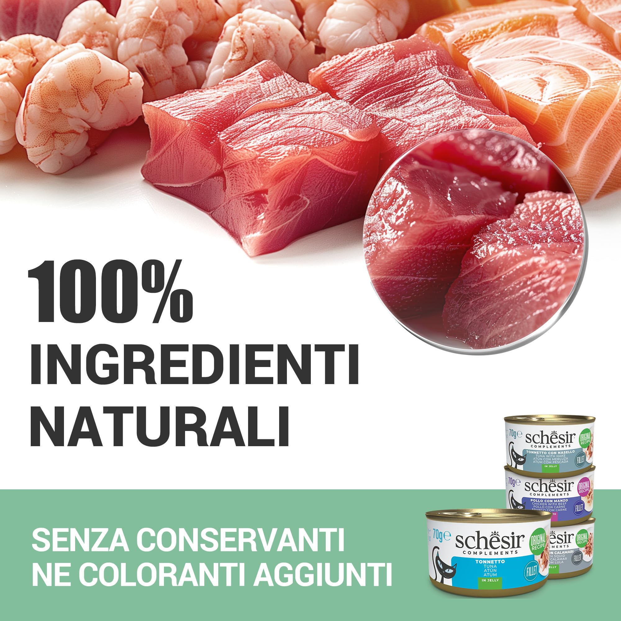 Schesir, Zuppa con Filetti di Tonno e Calamari, in busta, Cibo Umido Complementare per Gatti, Ricetta Originale, 100% Naturale, Cruelty Free, 12 x 40g
