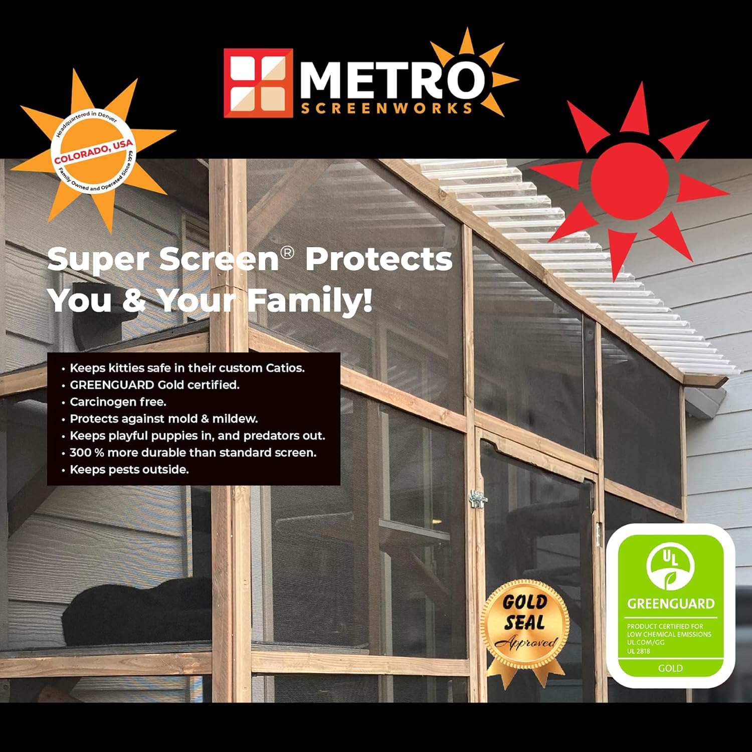 Pet & Weather Resistant Insect Screen - 17/14 Super Screen (48 in x 100 ft) - Mesh Screen for Patio Porch Pool Cage & Lanai - Replacement Screen Roll, Black - Dog & Cat Proof Screens for Windows
