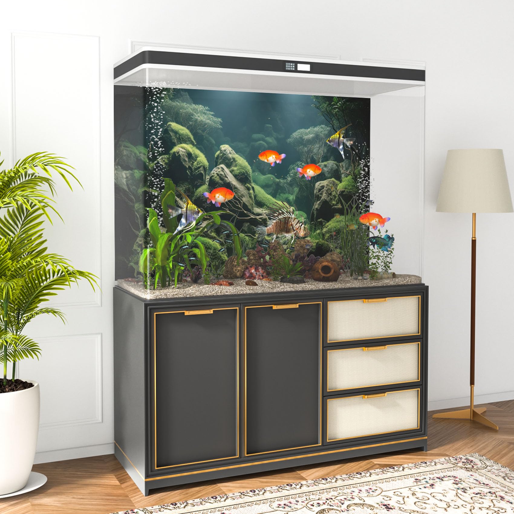 MIRRORANG 61x30cm Tropische Aquarium Achtergrond Rivier Bed & Lake Waterplant Onderzeese Boomtak Aquarium Achtergrond Vinyl
