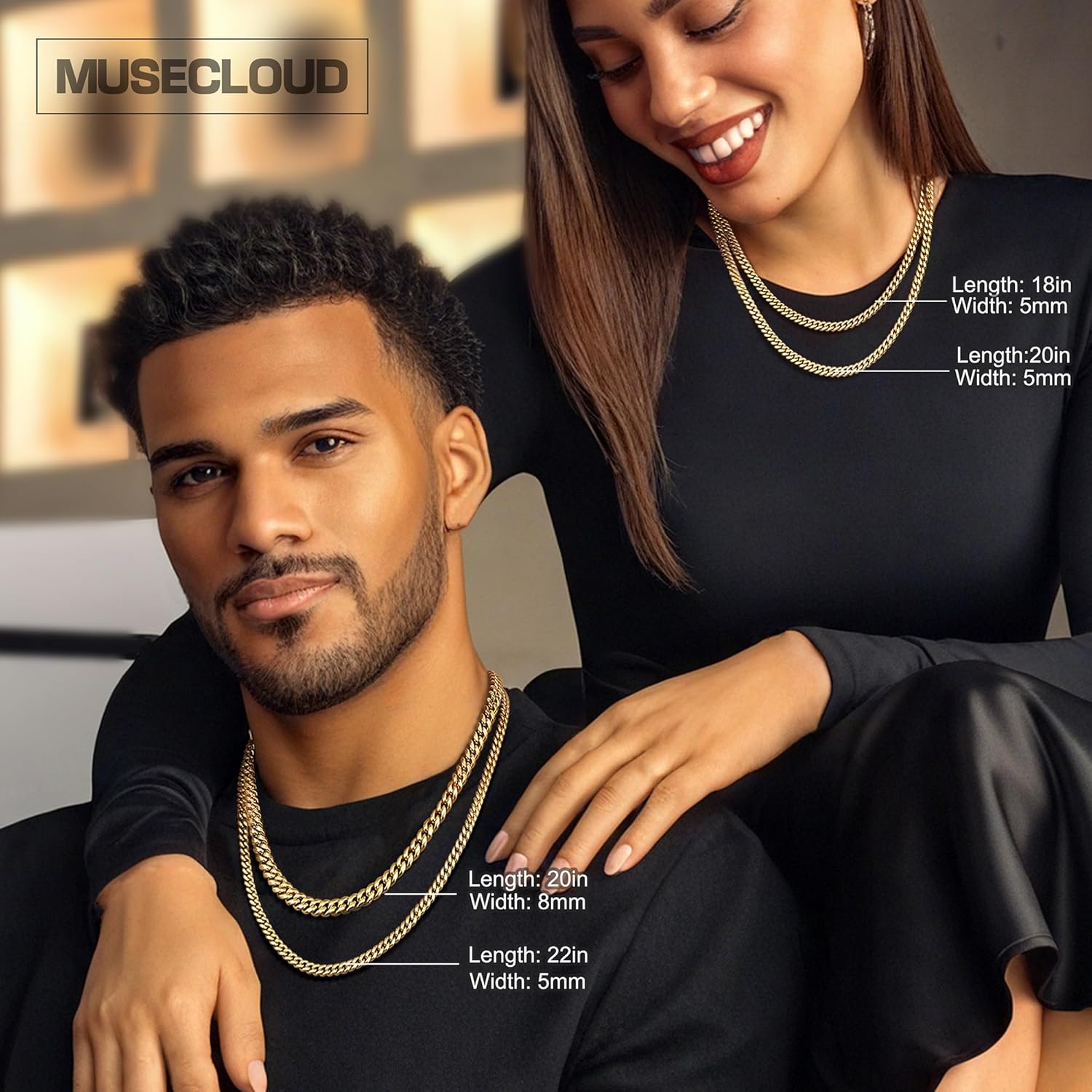 Gold Cuban Link Chain for Men Mens Stainless Steel Miami Curb Chains Necklace 5/8mm Thick Real Gold/Silver/Black Plated Diamond Cut Non-Tarnish Jewelry Trendy Christmas Gifts 18-26 Inch - Image 6