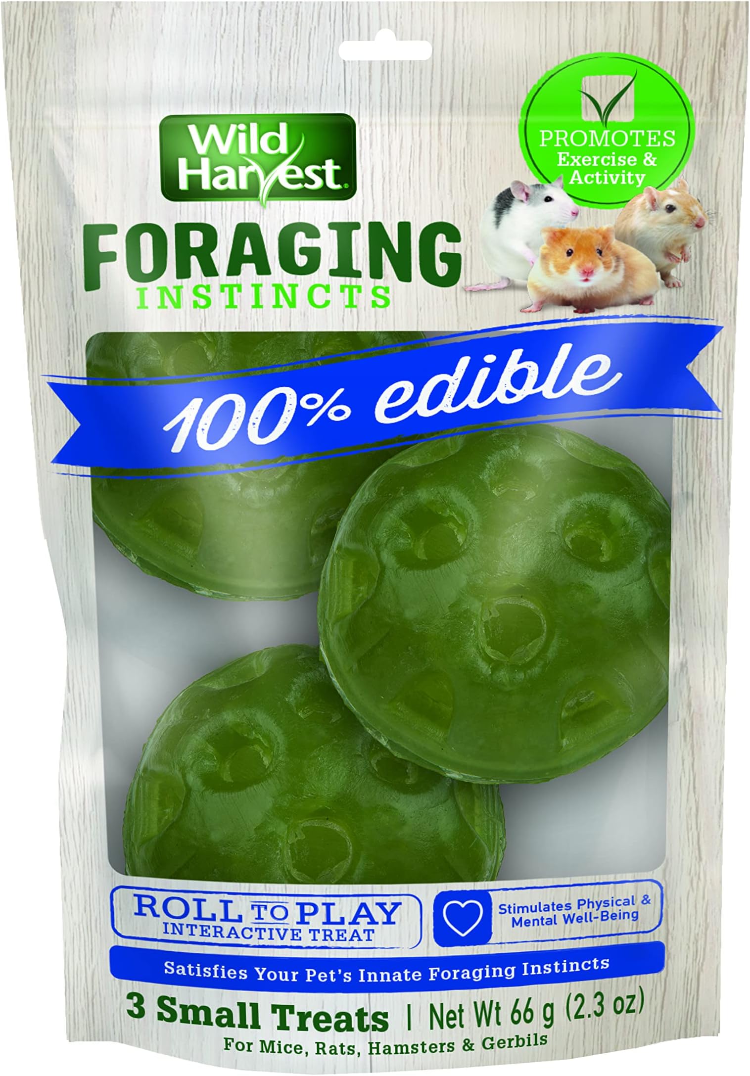Foraging Instincts Roll n’ Play Interactive Treat, 3 Count, for Pet Mice, Rats, Hamsters and Gerbils, 2.30 Ounce (Pack of 1)