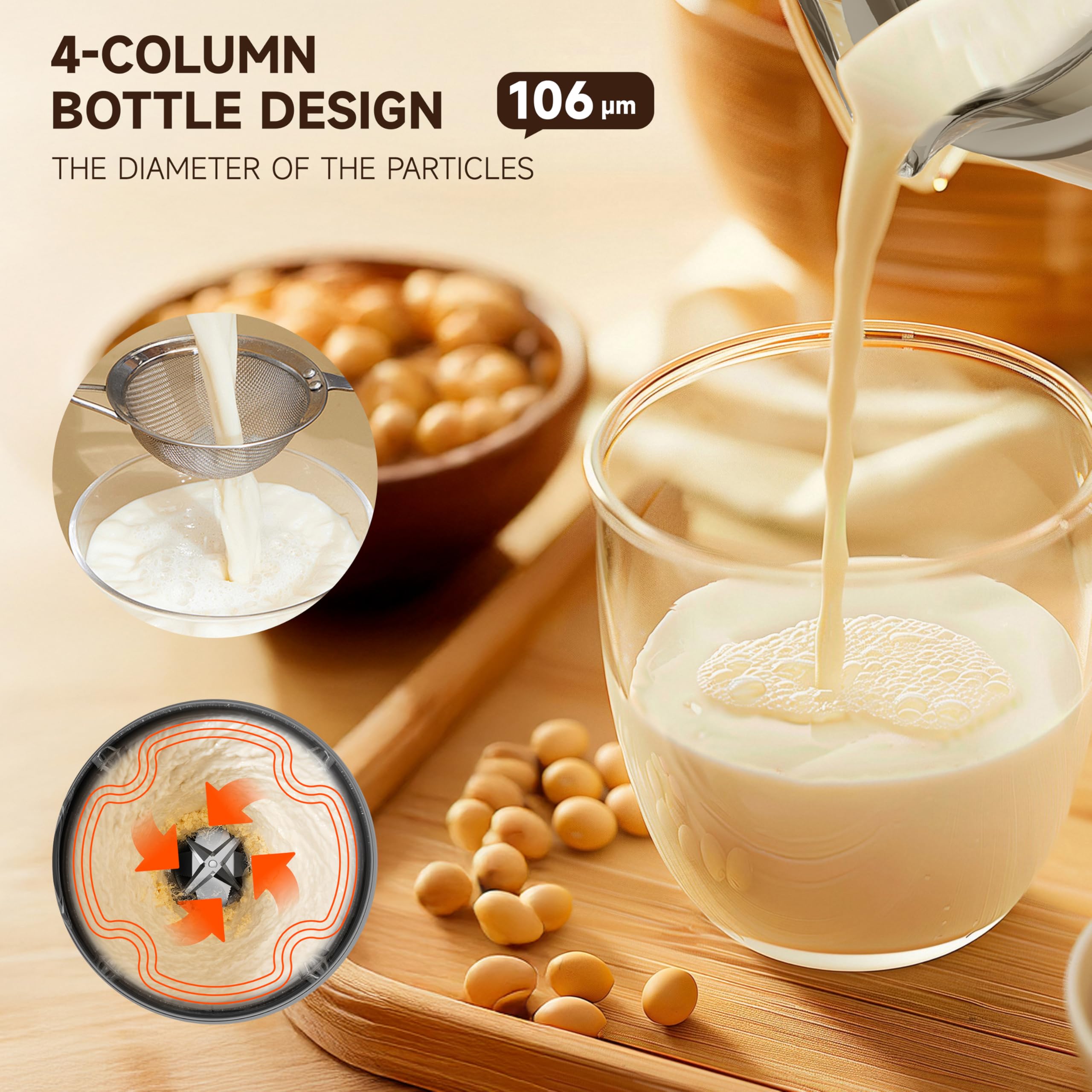 Máquina para fabricar leche de nuez 6 en 1, máquina de leche de soja y almendras de 34 onzas con 8 cuchillas, licuadora automática para leche de avena casera y batidos, bebidas a base de plantas 6