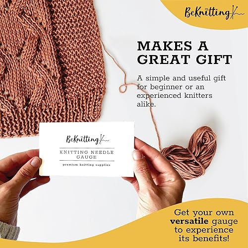 Miniatura 7 de BeKnitting Herramienta calibradora de agujas de tejer para agujas de tejer y ganchillos, regla de hilo y muestras - Sitch Saver