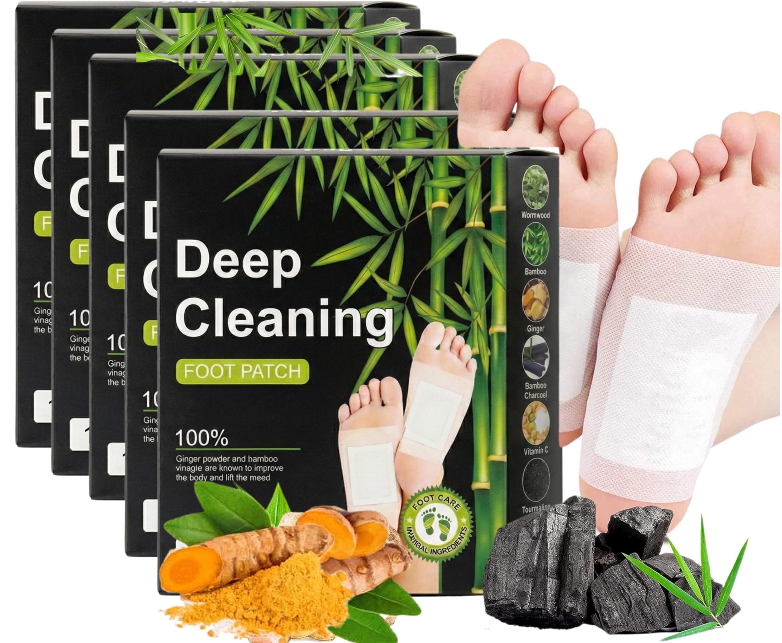 Deep Cleansing Foot Patch, Natural Bamboo Vinegar Ginger Powder Foot Pad For Foot Care, Adhesive Sheets For Relaxation, Pain Relief And Remove Dampness (Ginger, Pack Of 50)