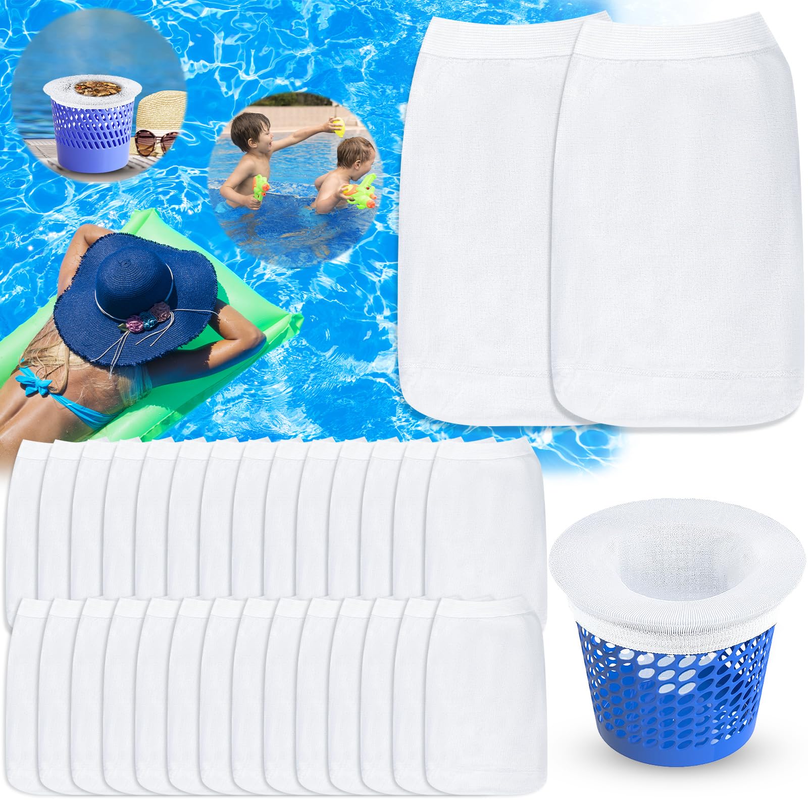 10 Calzini Skimmer Per Piscina In Nylon Riutilizzabili - 22x13cm - Intrappolano Foglie, Polline, Capelli E Insetti - 4