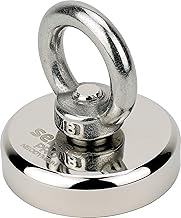 SENSEI® Strong Neodymium Magnet with Nut Ring - Diameter 48mm, Attraction Force 80kg - Large and Very Powerful Magnet for Lifting & Hanging, Magnetic Fishing and Technical Use