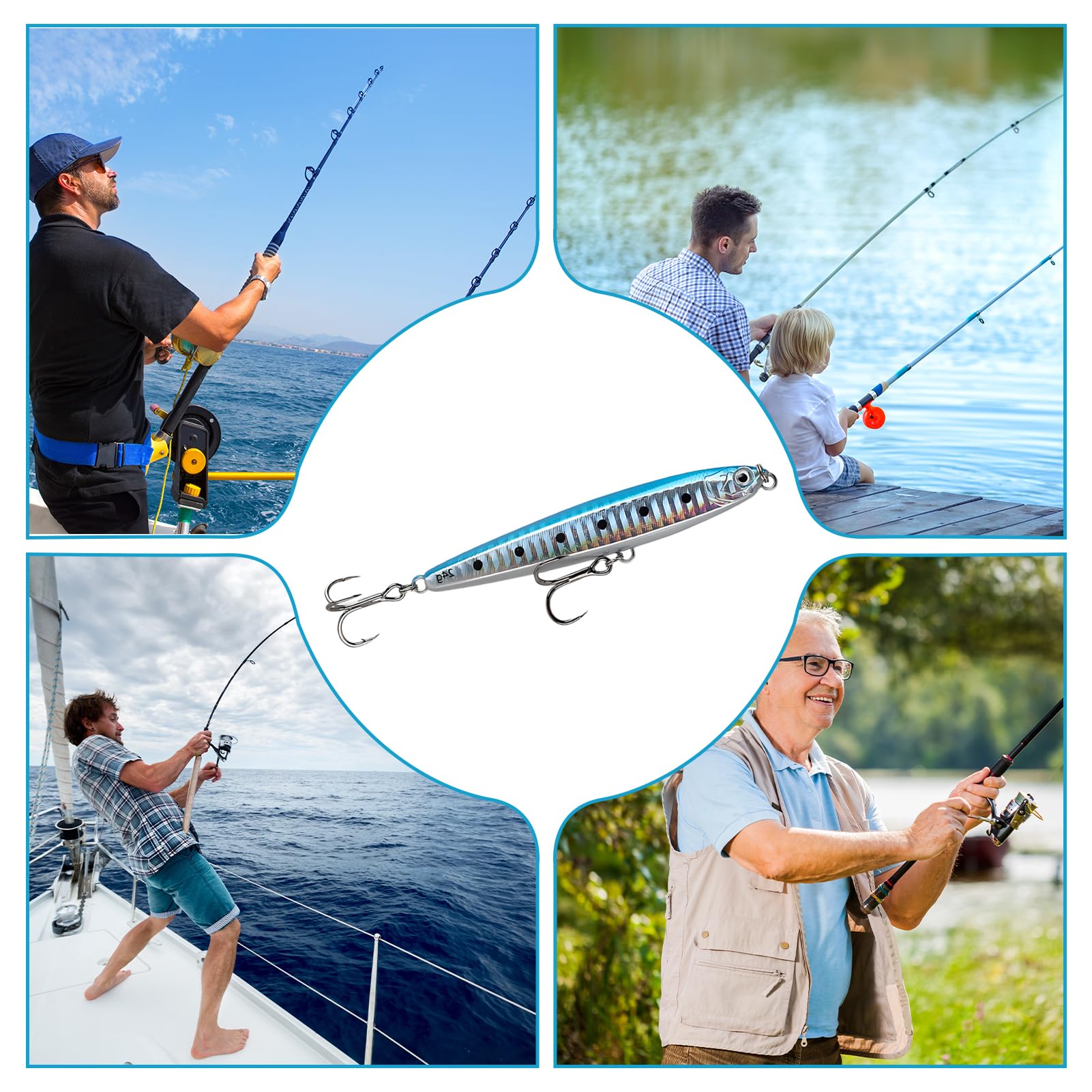 Mega Esche Da Pesca In Metallo 1-20 Pezzi 6,5 Oz - Bagliore Acqua Salata - Jig Trolling
