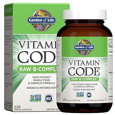 Garden of Life Vitamin B Complex, 60 Vegan Capsules, High Potency Vitamins for Energy & Metabolism with B6, Folate & B12 as Methylcobalamin Plus Probiotics