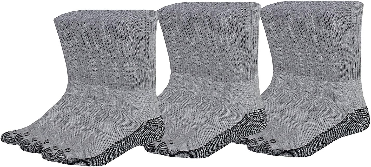 Dickies Men's Dri-Tech Comfort Crew Socks, Grey, 18 Pair
