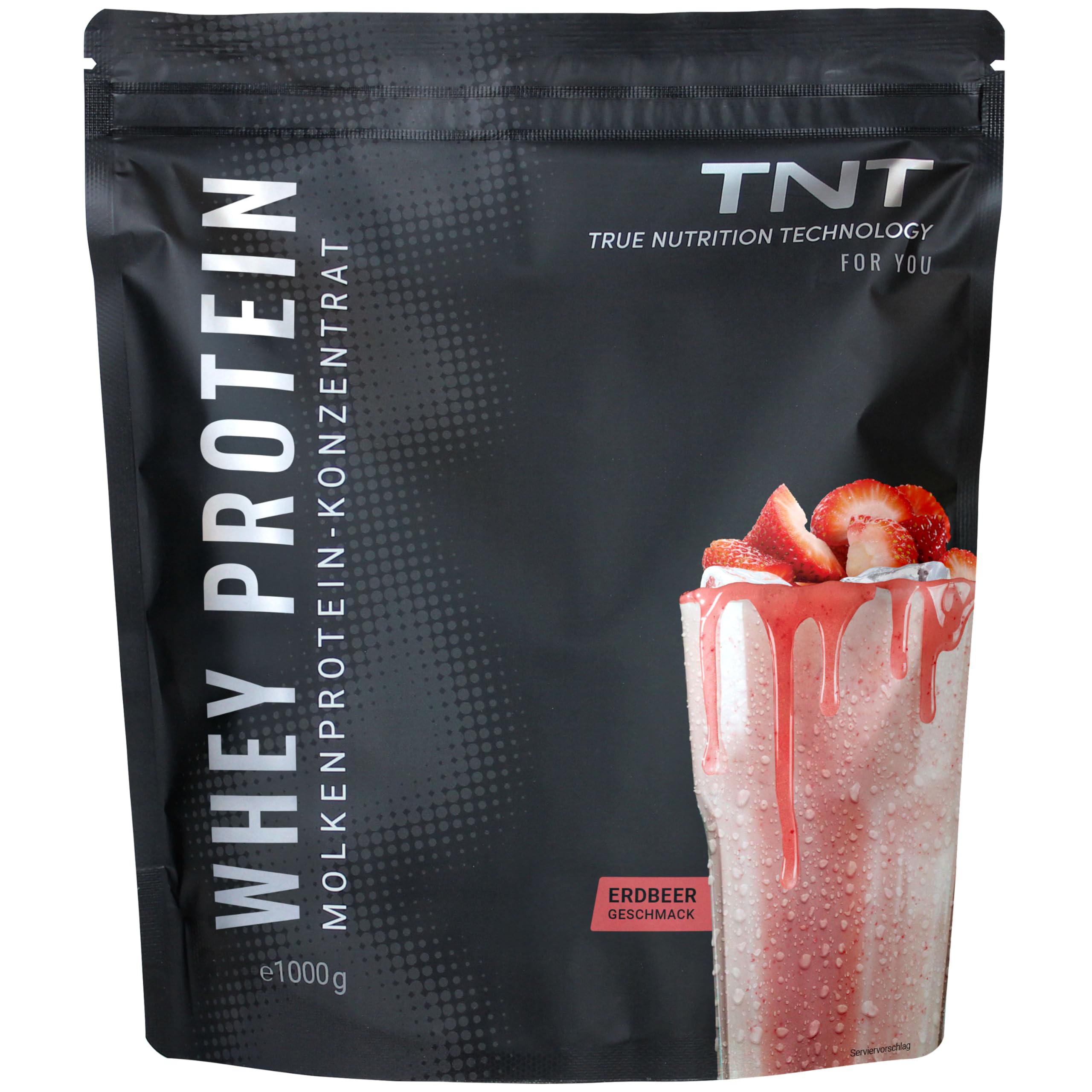 TNT Naked Whey Protein w proszku (1 kg) • Proszek białkowy z laktazą do shake, pieczenia i gotowania • Doskonała rozpuszczalność i pyszny smak (truskawka)