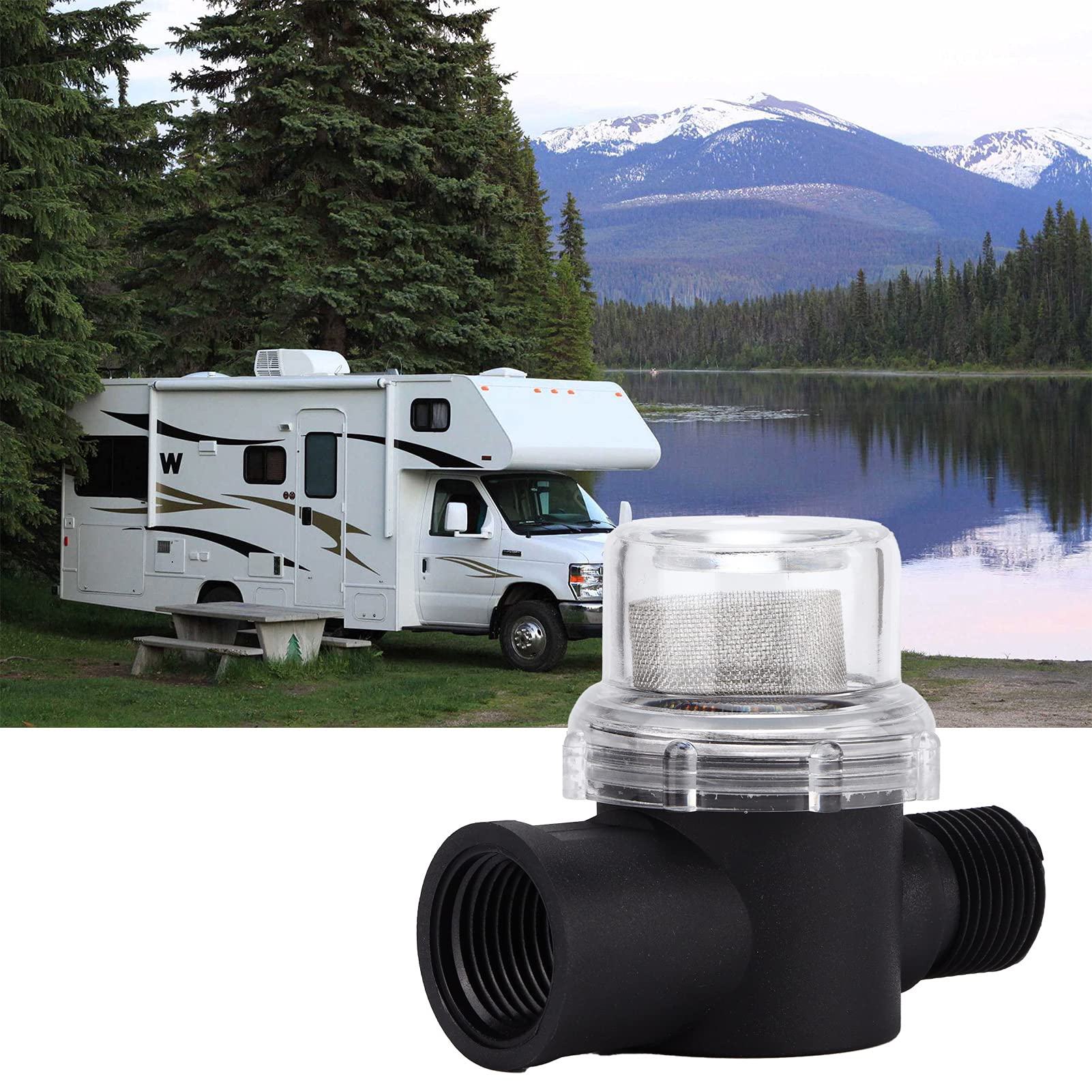 Tamis transparent pour pompe à eau, 50 mailles, filtre en acier inoxydable avec design facile à nettoyer, convient pour les conduites d'eau domestique ou de camping-car