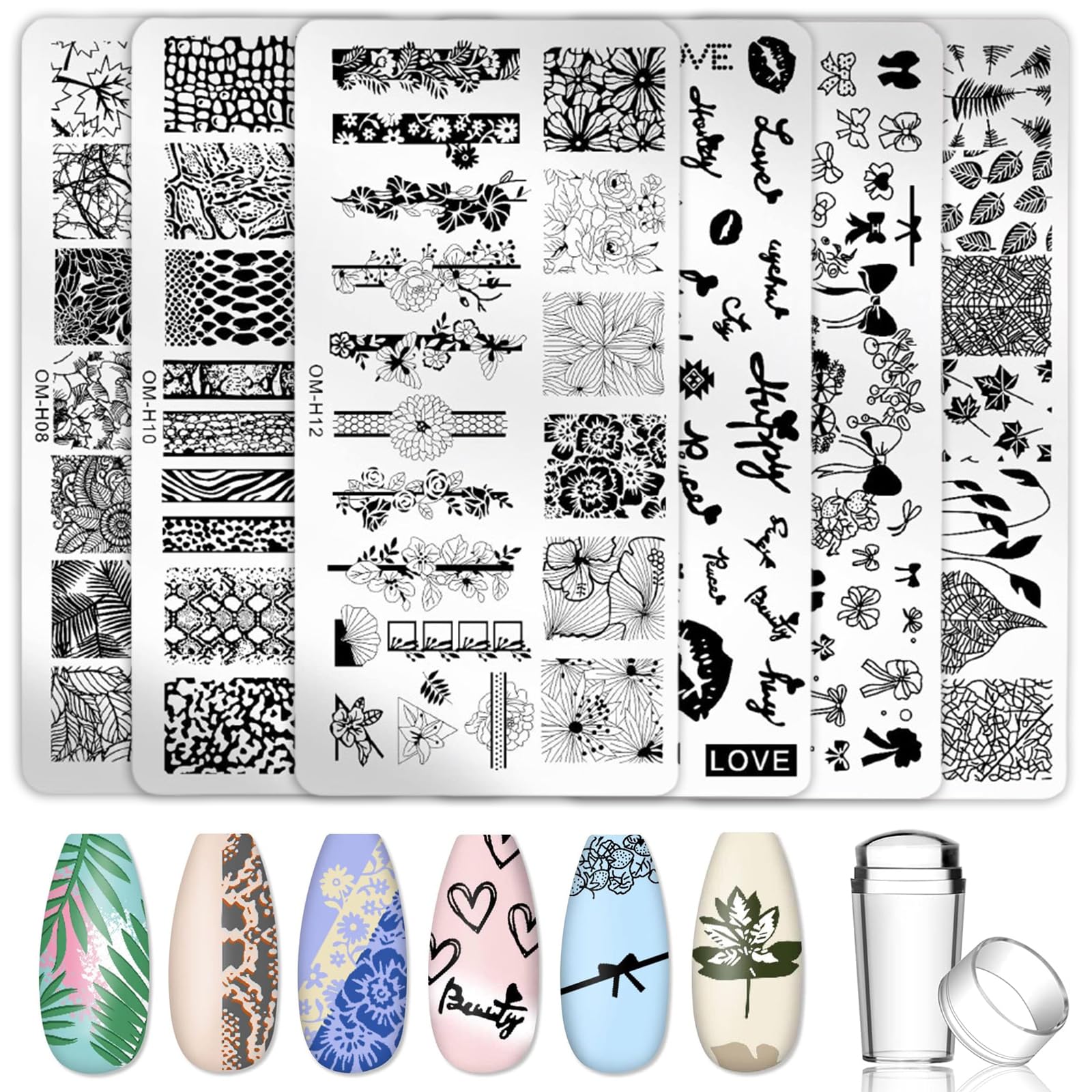 Nail Stencil Stamp, 6 Piece Nail Stamp Set, Nail Stamp, Template Stencils, Art Stamping Stamp, for Manicure DIY Image Printing