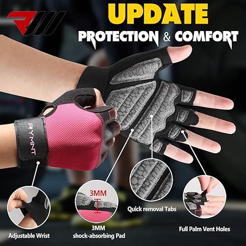 Miniatura 3 de Guantes de entrenamiento ventilados  Guantes de levantamiento de pesas sin dedos con agarre de silicona y protección de palma transpirable para