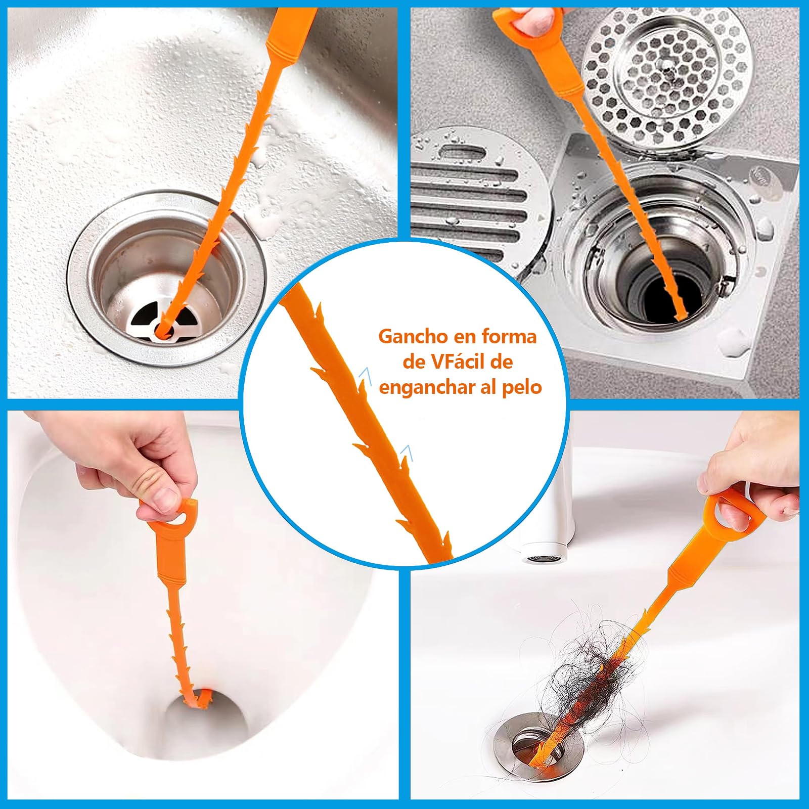 Desatascador inodoro,Desatascador tuberias profesional, desatascador wc, desatascador tuberias a presion, pistola desatascador con 3 ventosas para Cuartos de Baño Inodoros (Azul)