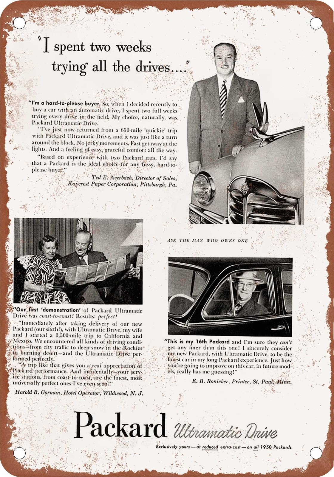 Miaomansenstore Metal Sign - 1950 Packard Vintage Ad 08 - Old Retro Rusty Look Home Decor