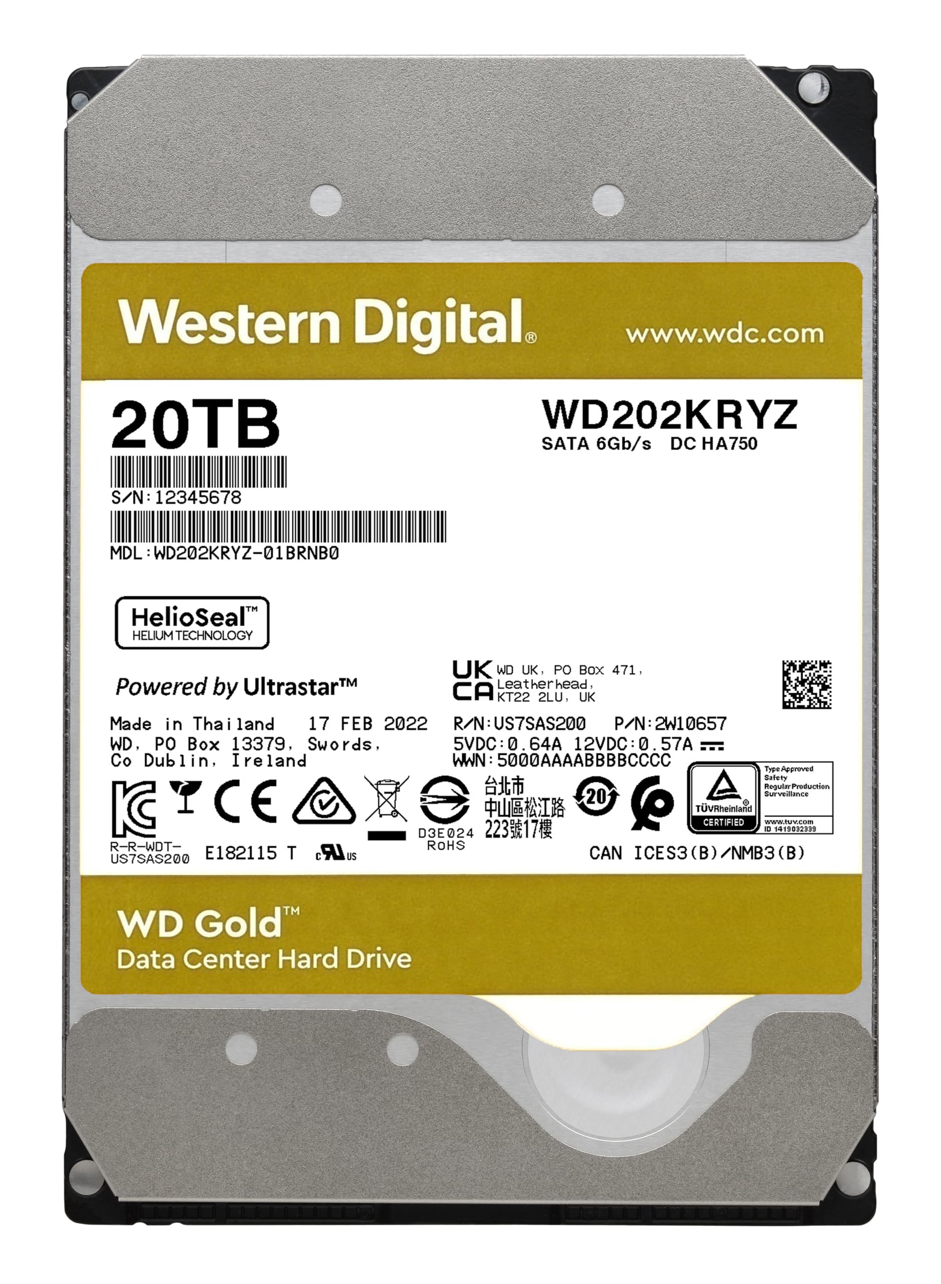 Amazon | WD202KRYZ [WD Gold (20TB 3.5インチ SATA 6G 7200rpm