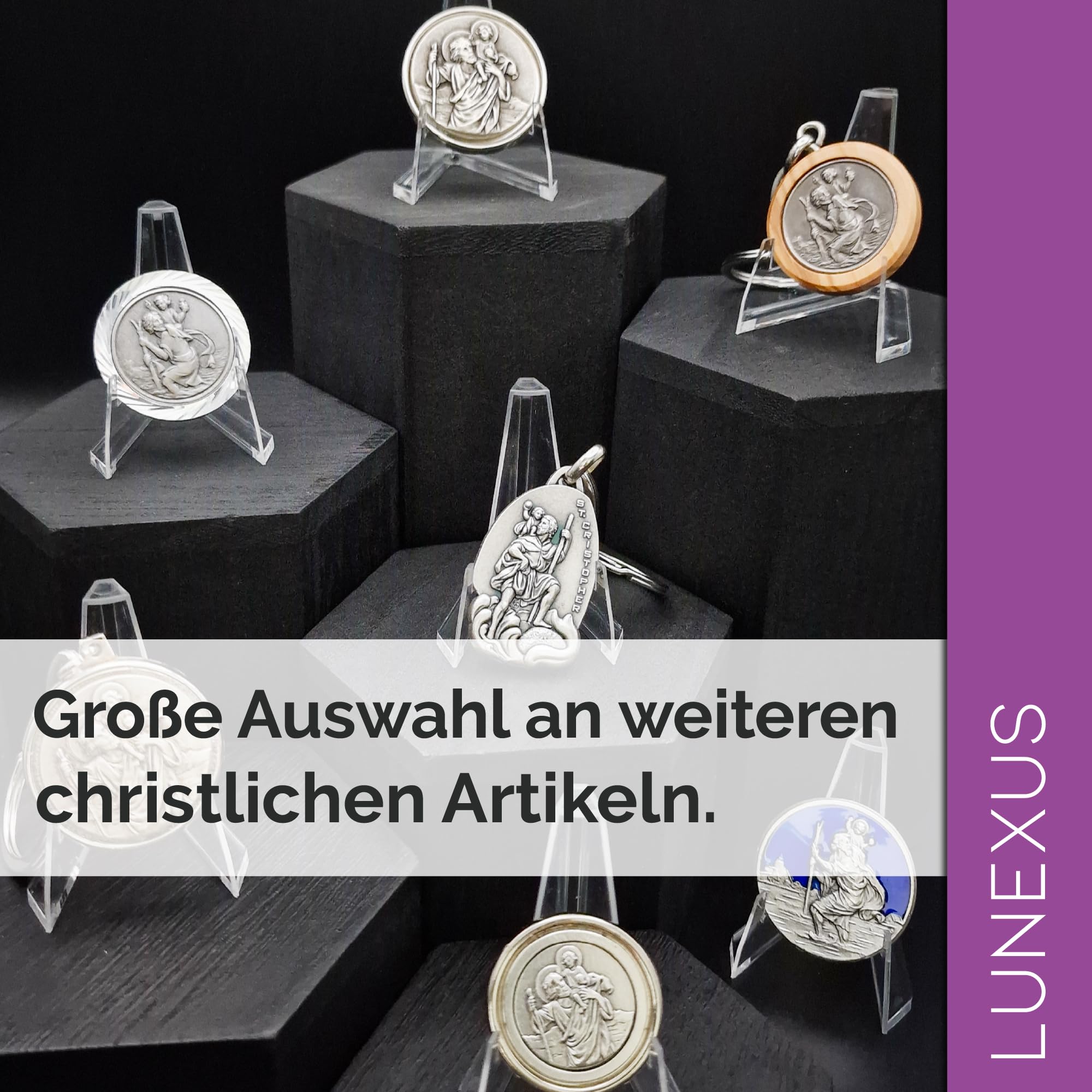 Lunexus Wandkreuz Olivenholz 30 cm - Handgefertigt, gesegnet | Hochwertiges Olivenholz aus Bethlehem - gesegnet mit Zertifikat - mit Wandhalterung - für Kommunion, Hausaltar, Deko