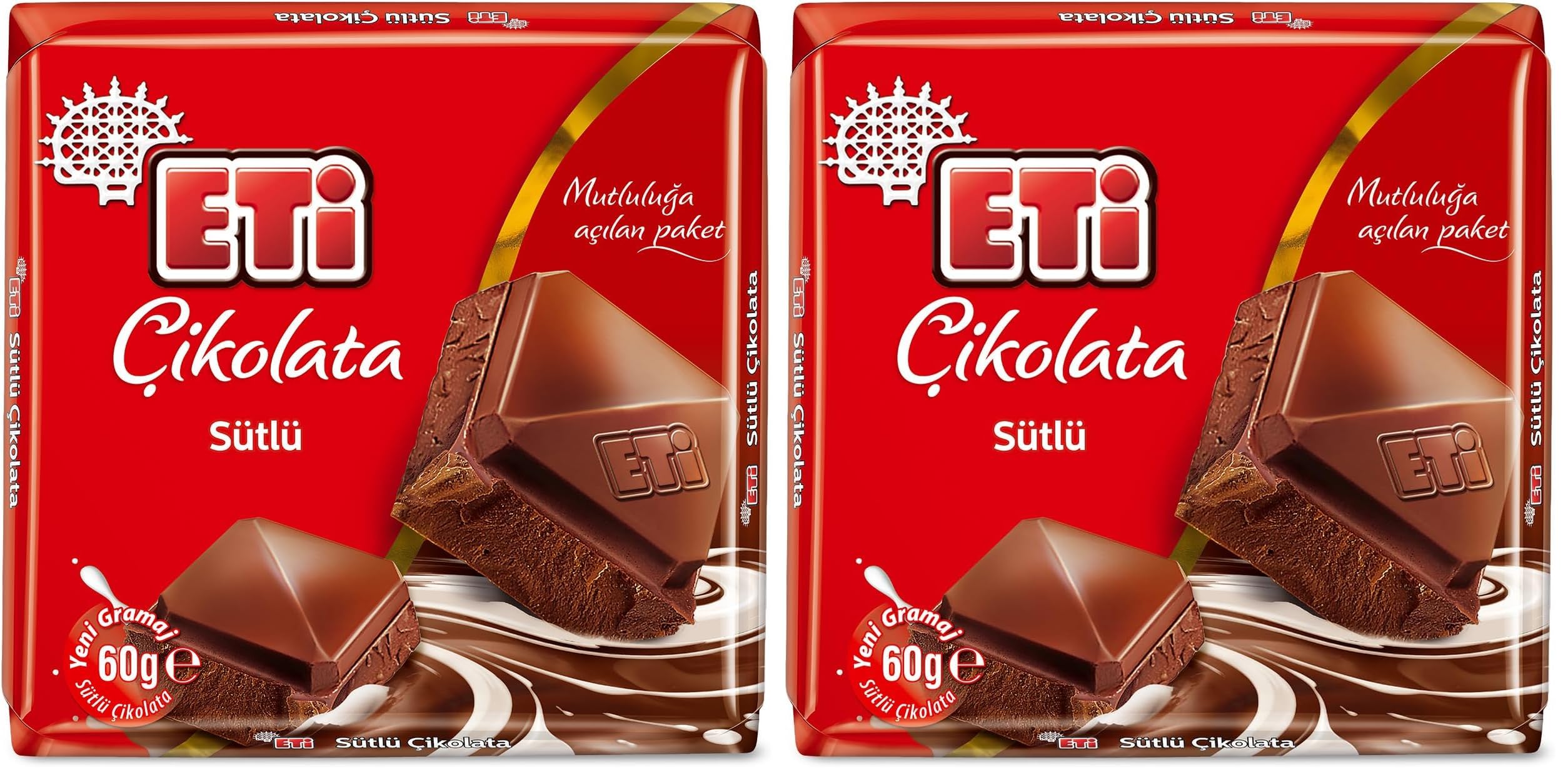 Eti Sütlü Kare Çikolata 60 g x 10 (2 paketi)