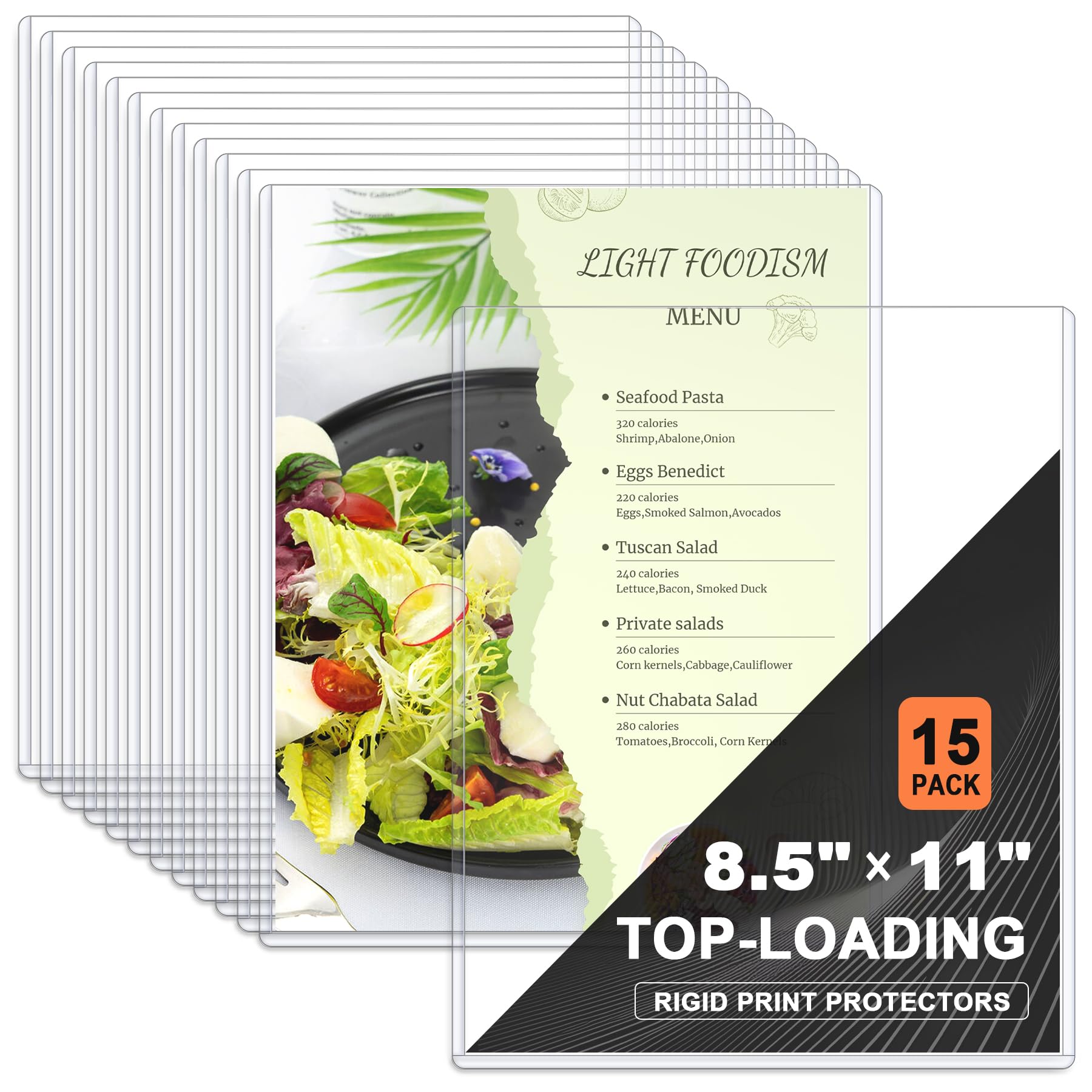 Ndsox 15 Pack 8.5" x 11" Rigid Print Protectors Clear Hard Plastic Sheet Protectors Top Loading for Birth Certificates, Documents, Posters, Photos,