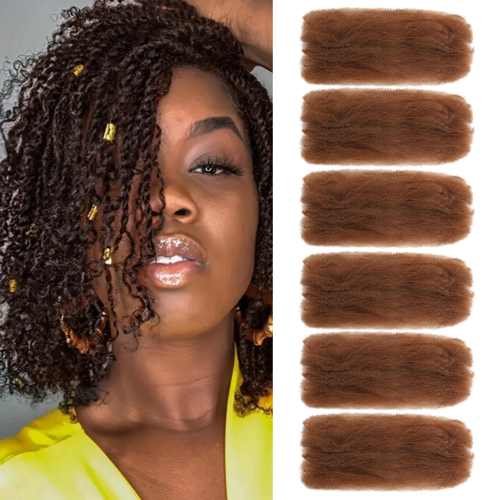 TOOPBIUTI Afro Kinky Bulk Hair 8 Inch Spring Twist Braiding Hair Bulk Locs Dreadlock Extensions Afro Kinky Curly Crochet Braid Hair (30#