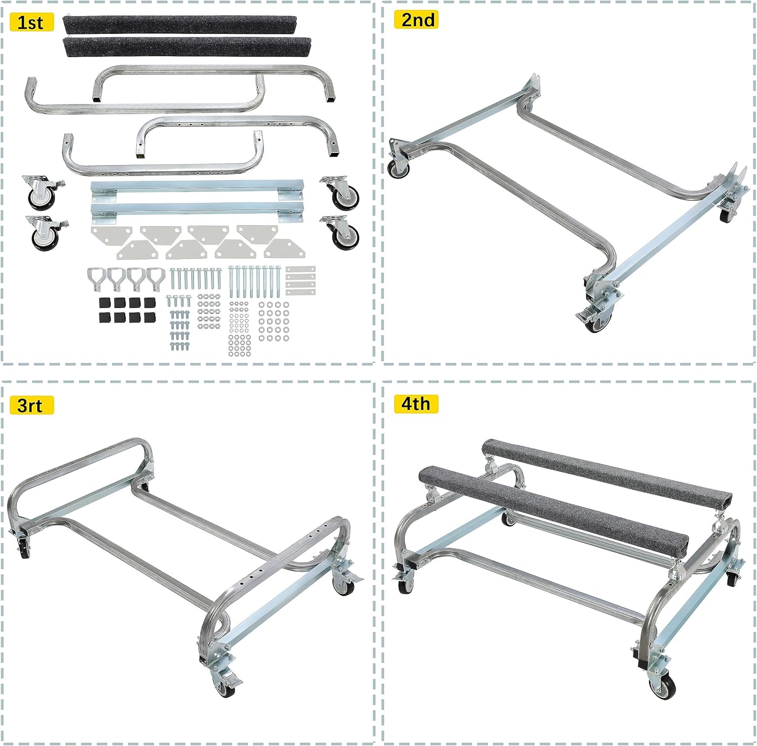 ECOTRIC Watercraft PWC Dolly Boat Stand Storage Cart PWC Jet Ski Trailer Dock Slipway Cart Adjustable Bunks w/ 4 Casters & 2 Brakes 1000lb Capacity