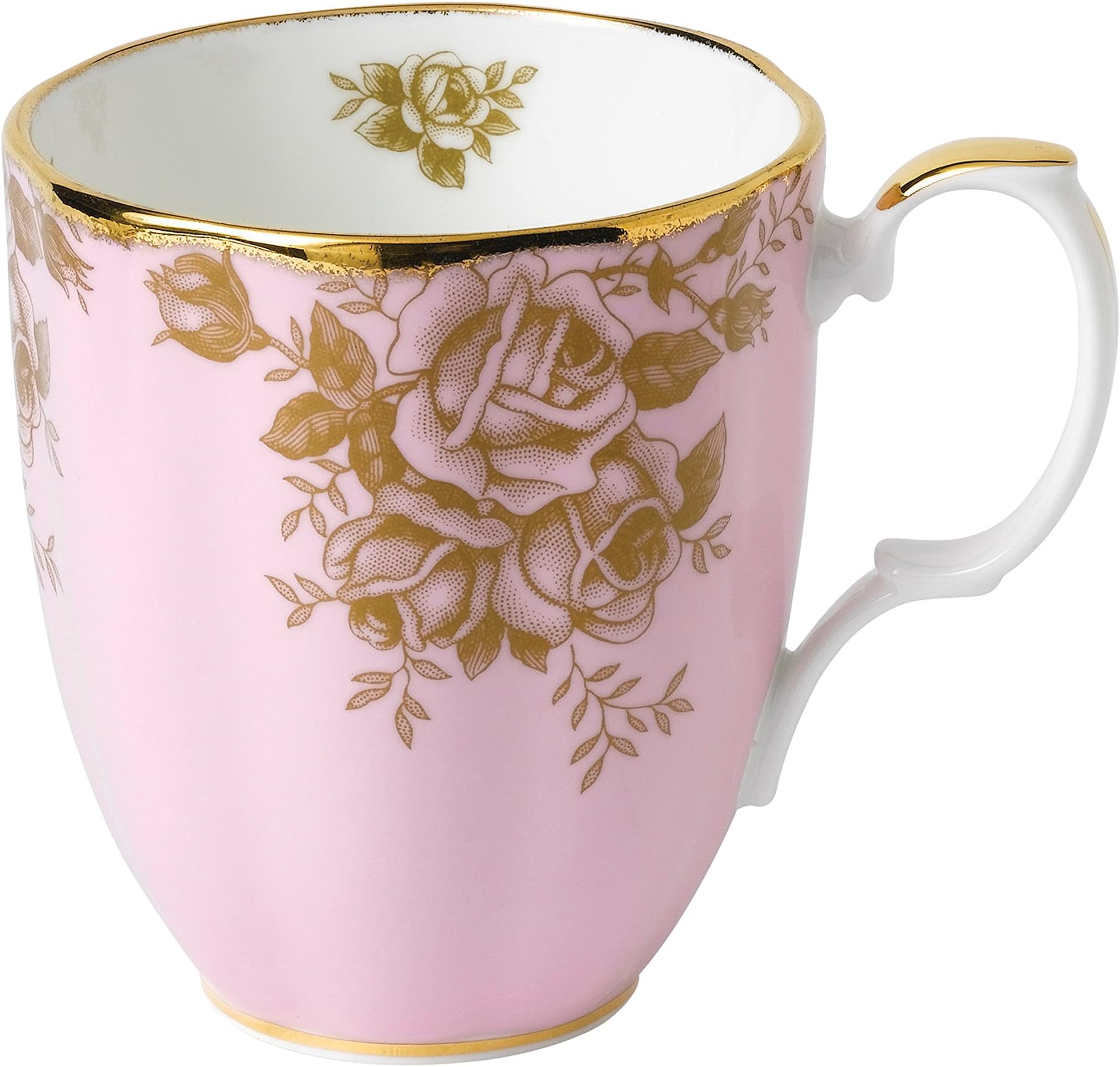 100 Years 40017594 1960 Golden Rose Mug, 0.4ltr/14.1 floz Pink, Bone China