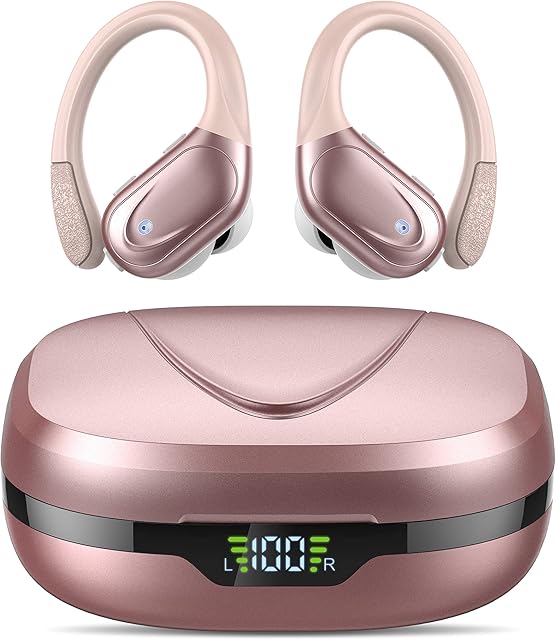 Tiksounds Wireless Earbuds, Bluetooth 5.3 Headphones, Bluetooth Earbuds with LED Display, 60 Hrs of Playtime, IPX7 Waterproof, Stereo Sound, Over Ear Earphones with Mic for Sports Running Workout Gym